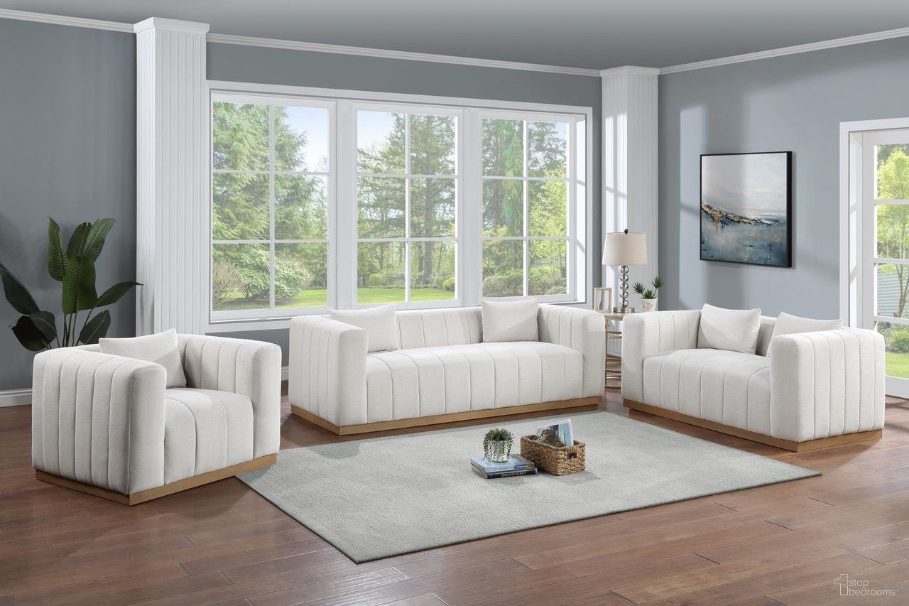Lucia Living Room Set In Cream