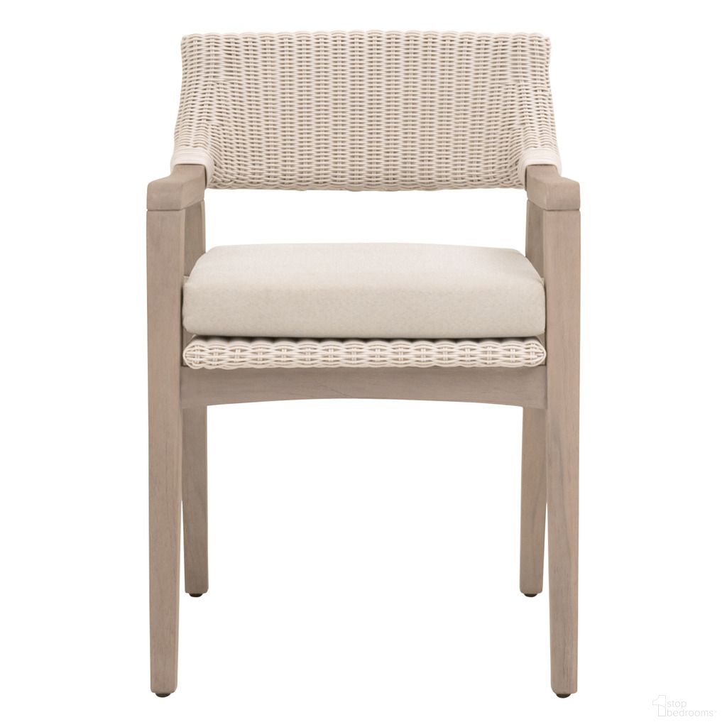The appearance of Lucia Outdoor Arm Chair In Pure White Synthetic Wicker Stone and Washed Ever Teak designed by Essentials For Living in the transitional interior design. This white/washed ever teak piece of furniture was selected by 1StopBedrooms from Woven Collection to add a touch of cosiness and style into your home. Sku: 6810.PW/STO/W-ET. Material: Teak Wood.
