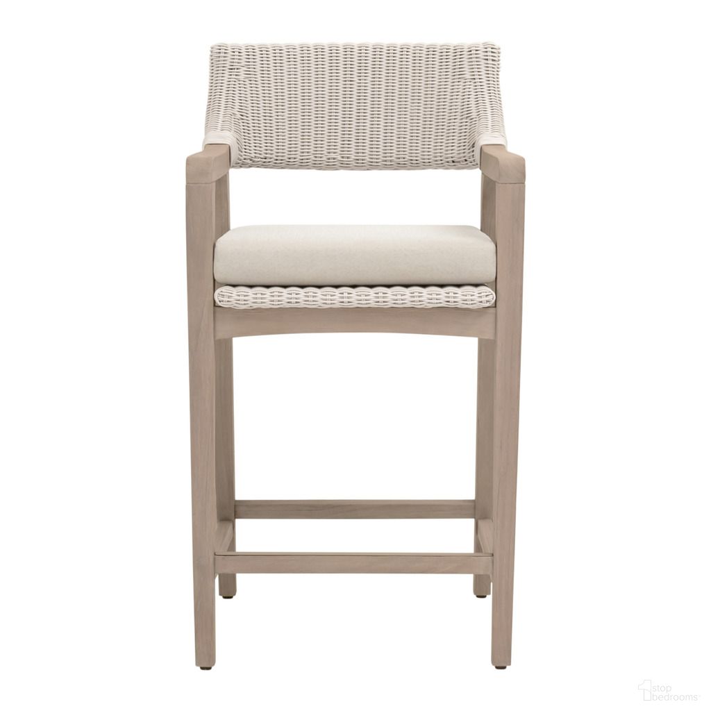 The appearance of Lucia Outdoor Counter Stool In Pure White Synthetic Wicker Stone and Washed Ever Teak designed by Essentials For Living in the transitional interior design. This white/washed ever teak piece of furniture was selected by 1StopBedrooms from Woven Collection to add a touch of cosiness and style into your home. Sku: 6810CS.PW/STO/W-ET. Material: Teak Wood.