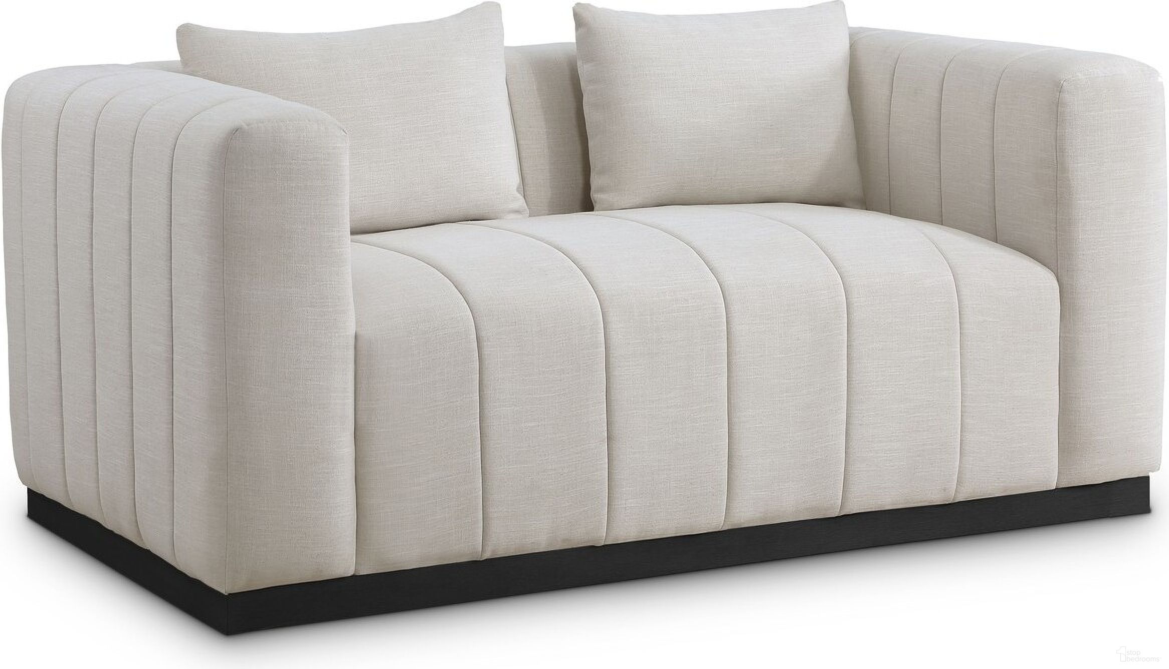 The appearance of Lucia Textured Fabric Loveseat In Beige Linen designed by Meridian in the modern / contemporary interior design. This beige linen piece of furniture was selected by 1StopBedrooms from Lucia Collection to add a touch of cosiness and style into your home. Sku: 655Beige-L. Material: Rubberwood.