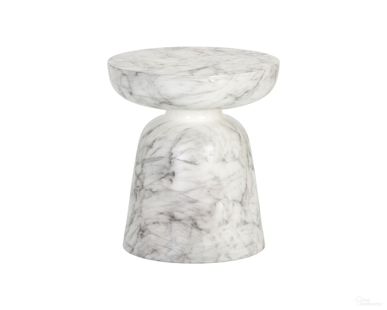 Lucida Marble Look End Table In White