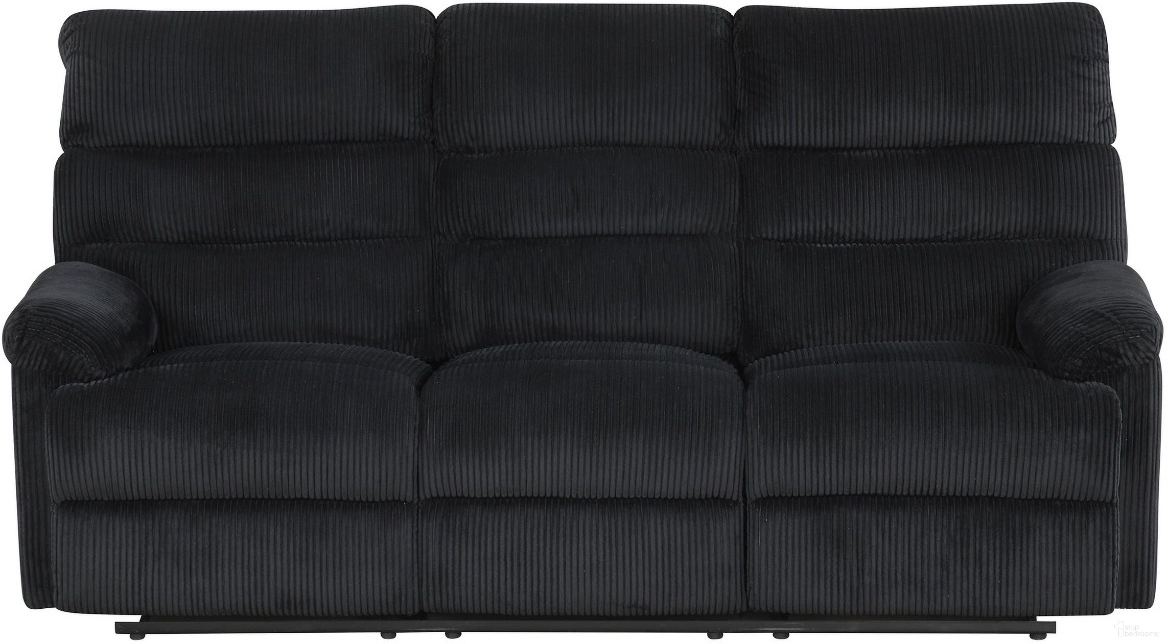 The appearance of Lucie Velvet Corded Fabric Reclining Sofa with Drop-Down Console in Black designed by Glory in the transitional interior design. This black piece of furniture was selected by 1StopBedrooms from Lucie Collection to add a touch of cosiness and style into your home. Sku: G00250A-RS. Material: Fabric.