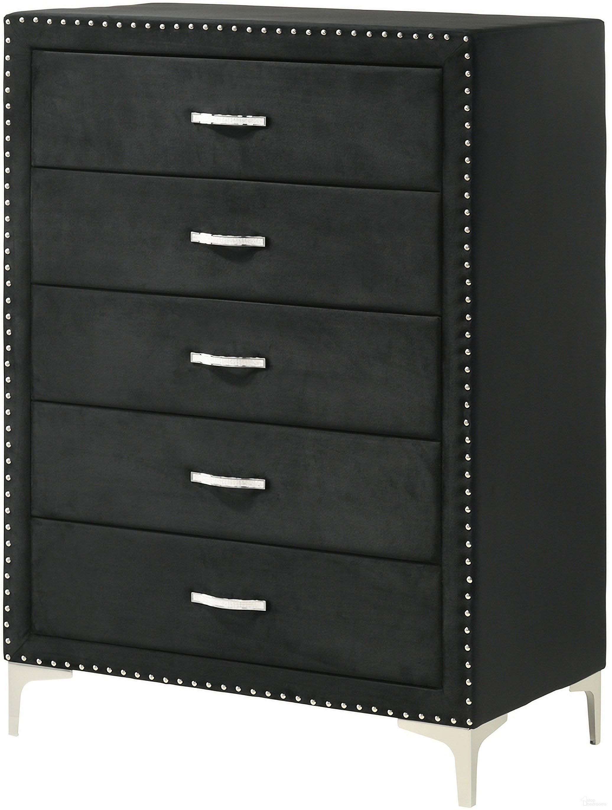 The appearance of Lucinda Chest In Black designed by Crown Mark in the glam interior design. This black piece of furniture was selected by 1StopBedrooms from Lucinda Collection to add a touch of cosiness and style into your home. Sku: B9265-4. Material: Pb.