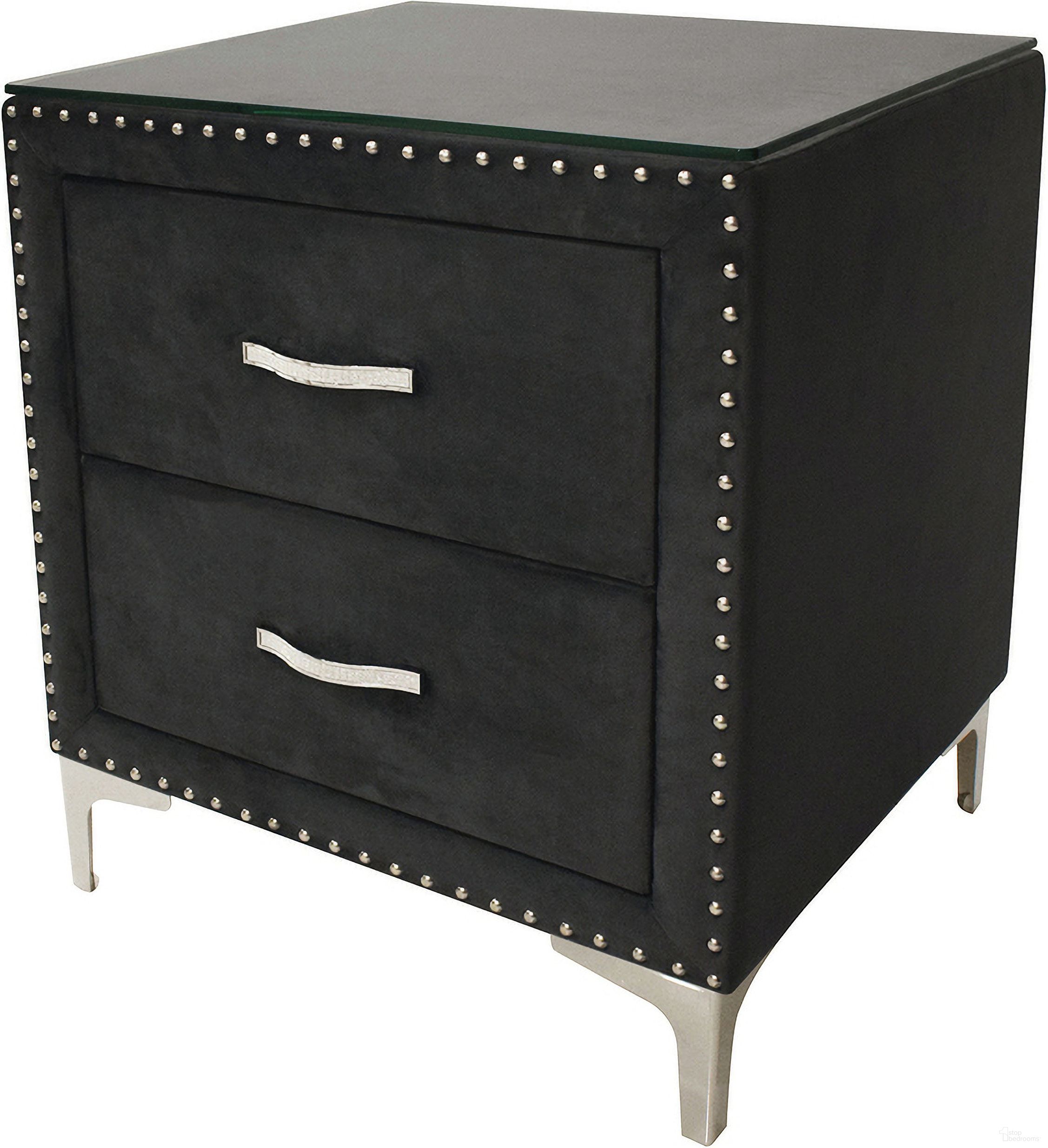 The appearance of Lucinda Nightstand In Black designed by Crown Mark in the glam interior design. This black piece of furniture  was selected by 1StopBedrooms from Lucinda Collection to add a touch of cosiness and style into your home. Sku: B9265-2N. Material: Pb.