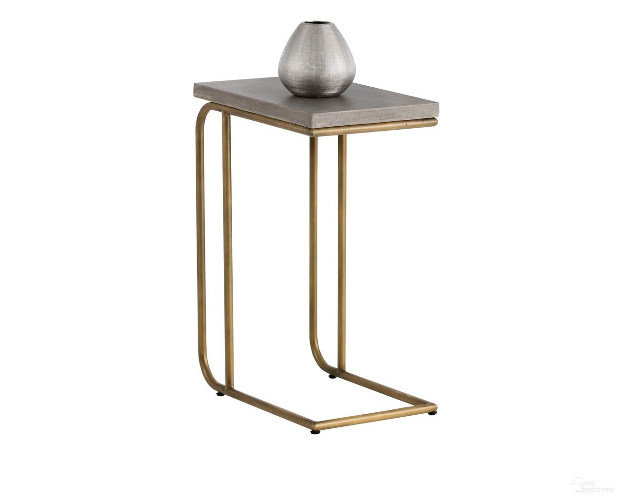 Lucius End Table In Grey and Antique Brass