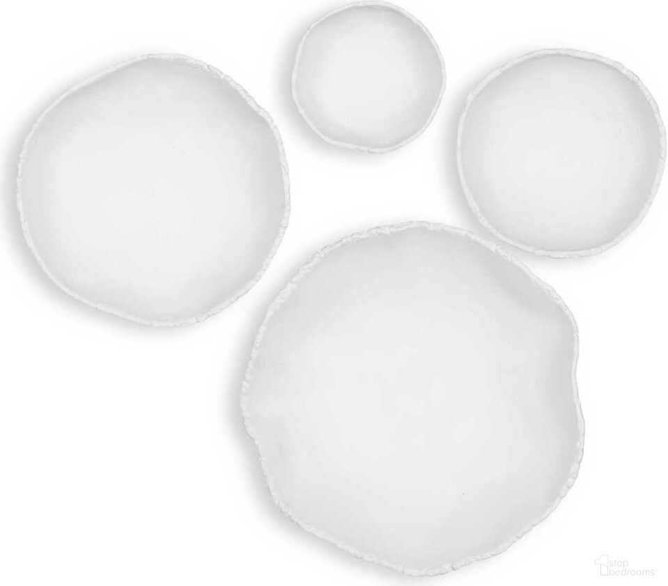Lucky Coins Metal Wall Bowls Set of 4 In White