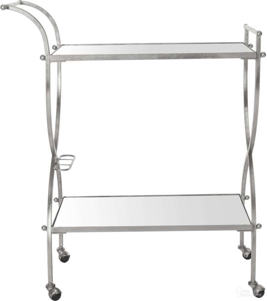 Lucretius Silver Mirror Top Bar Cart