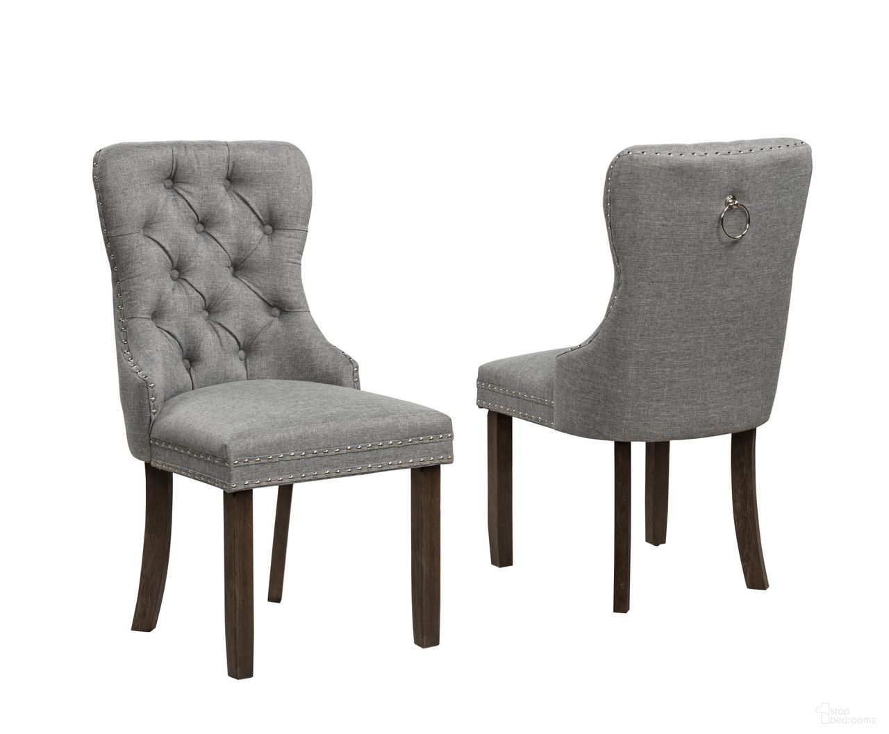 The appearance of Lucy Button Tufted Wing Back Chairs Set of 2 In Gray designed by Best Quality Furniture in the traditional interior design. This gray piece of furniture was selected by 1StopBedrooms from Lucy Collection to add a touch of cosiness and style into your home. Sku: SC1680. Material: Polyester. Chair Type: Side Chair.