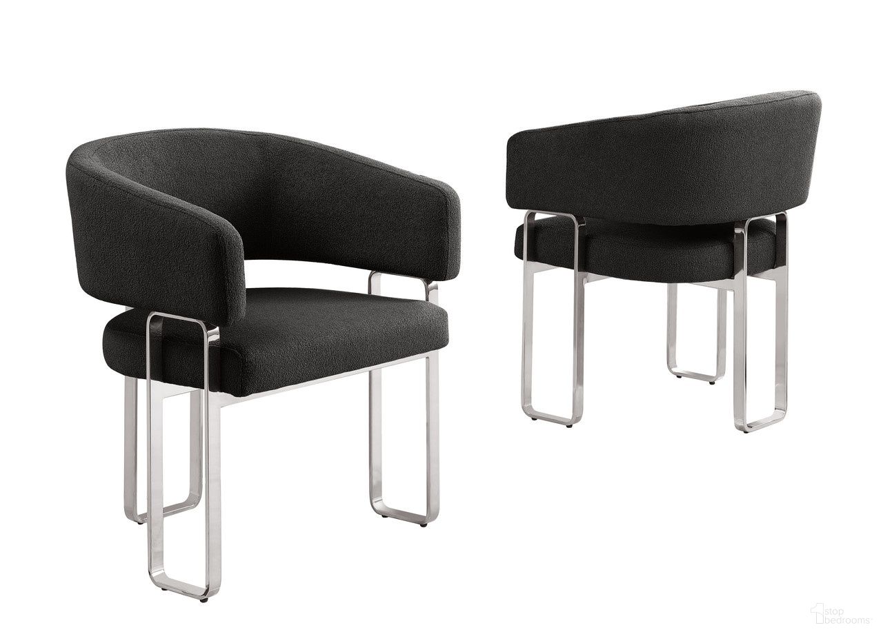 The appearance of Luke Teddy Boucle Fabric Dining Chair Set of 2 In Black and Chrome designed by Best Quality Furniture in the glam interior design. This black and chrome piece of furniture  was selected by 1StopBedrooms from Luke Collection to add a touch of cosiness and style into your home. Sku: SC461. Material: Fabric. Chair Type: Arm Chair.