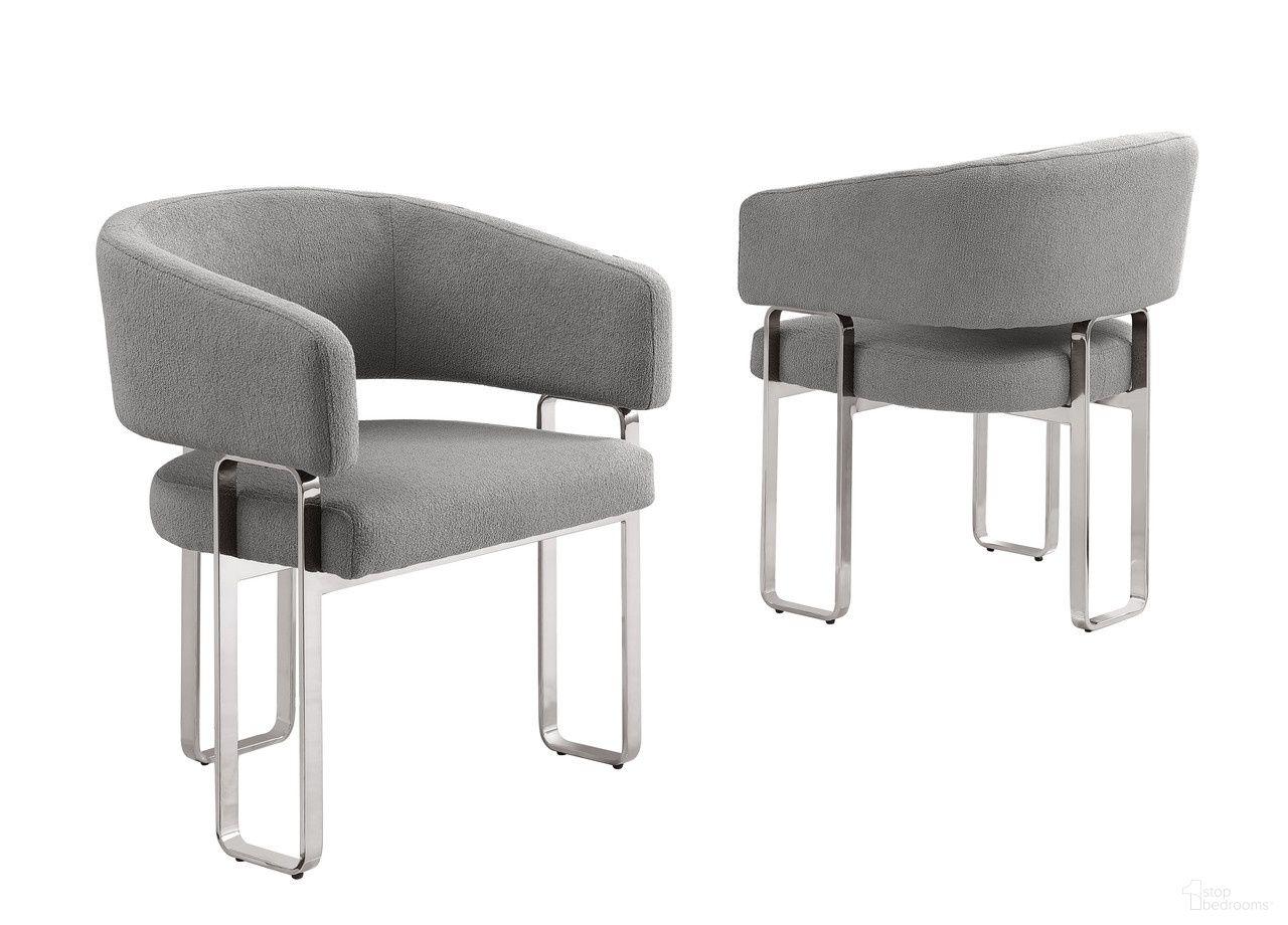 The appearance of Luke Teddy Boucle Fabric Dining Chair Set of 2 in Dark Gray and Chrome designed by Best Quality Furniture in the glam interior design. This dark gray and chrome piece of furniture was selected by 1StopBedrooms from Luke Collection to add a touch of cosiness and style into your home. Sku: SC460. Chair Type: Arm Chair. Material: Boucle.