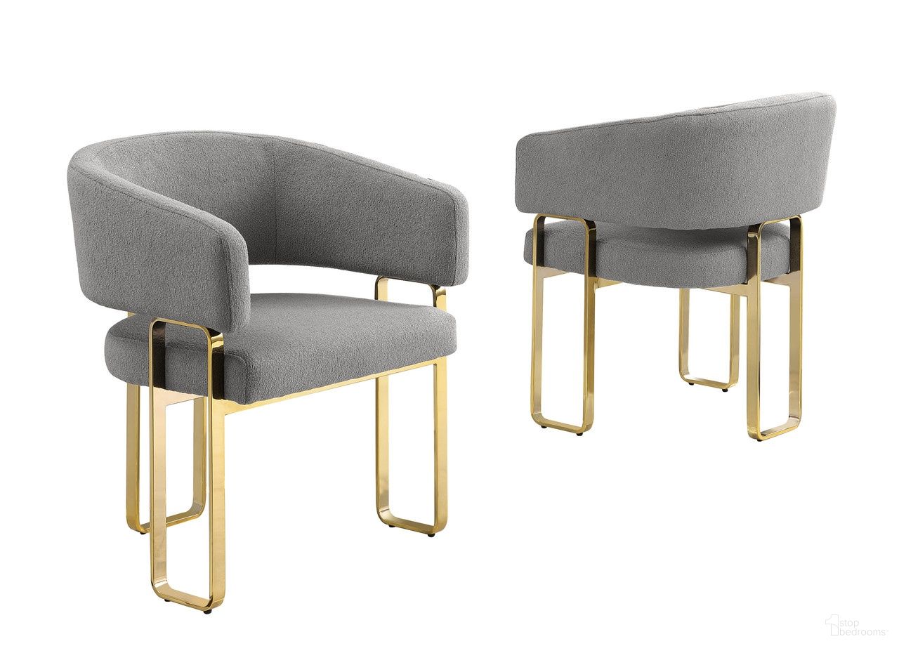 The appearance of Luke Teddy Boucle Fabric Dining Chair Set of 2 in Dark Gray and Gold Chrome designed by Best Quality Furniture in the glam interior design. This dark gray and gold chrome piece of furniture  was selected by 1StopBedrooms from Luke Collection to add a touch of cosiness and style into your home. Sku: SC464. Chair Type: Arm Chair. Material: Boucle.