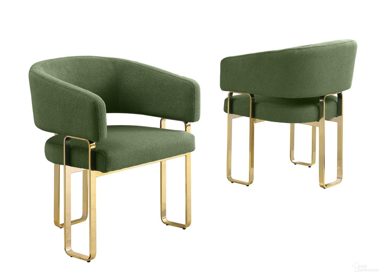 The appearance of Luke Teddy Boucle Fabric Dining Chair Set of 2 in Green In Gold designed by Best Quality Furniture in the glam interior design. This green piece of furniture was selected by 1StopBedrooms from Luke Collection to add a touch of cosiness and style into your home. Sku: SC465. Chair Type: Arm Chair. Material: Boucle.