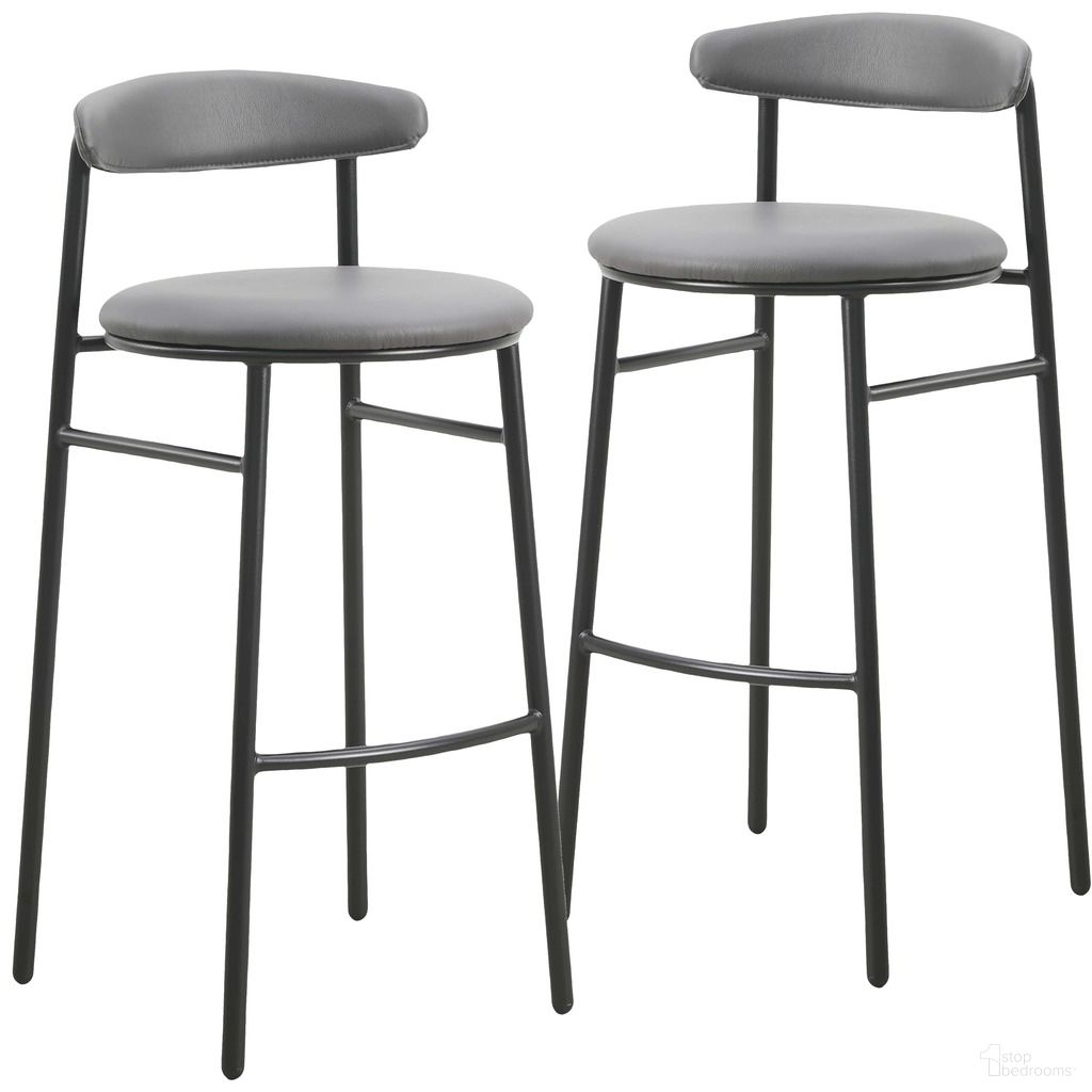 The appearance of Lume Modern Bar Stool In Charcoal Set of 2 designed by LeisureMod in the modern / contemporary interior design. This charcoal piece of furniture  was selected by 1StopBedrooms from Lume Collection to add a touch of cosiness and style into your home. Sku: LB30CH2. Material: Leather.