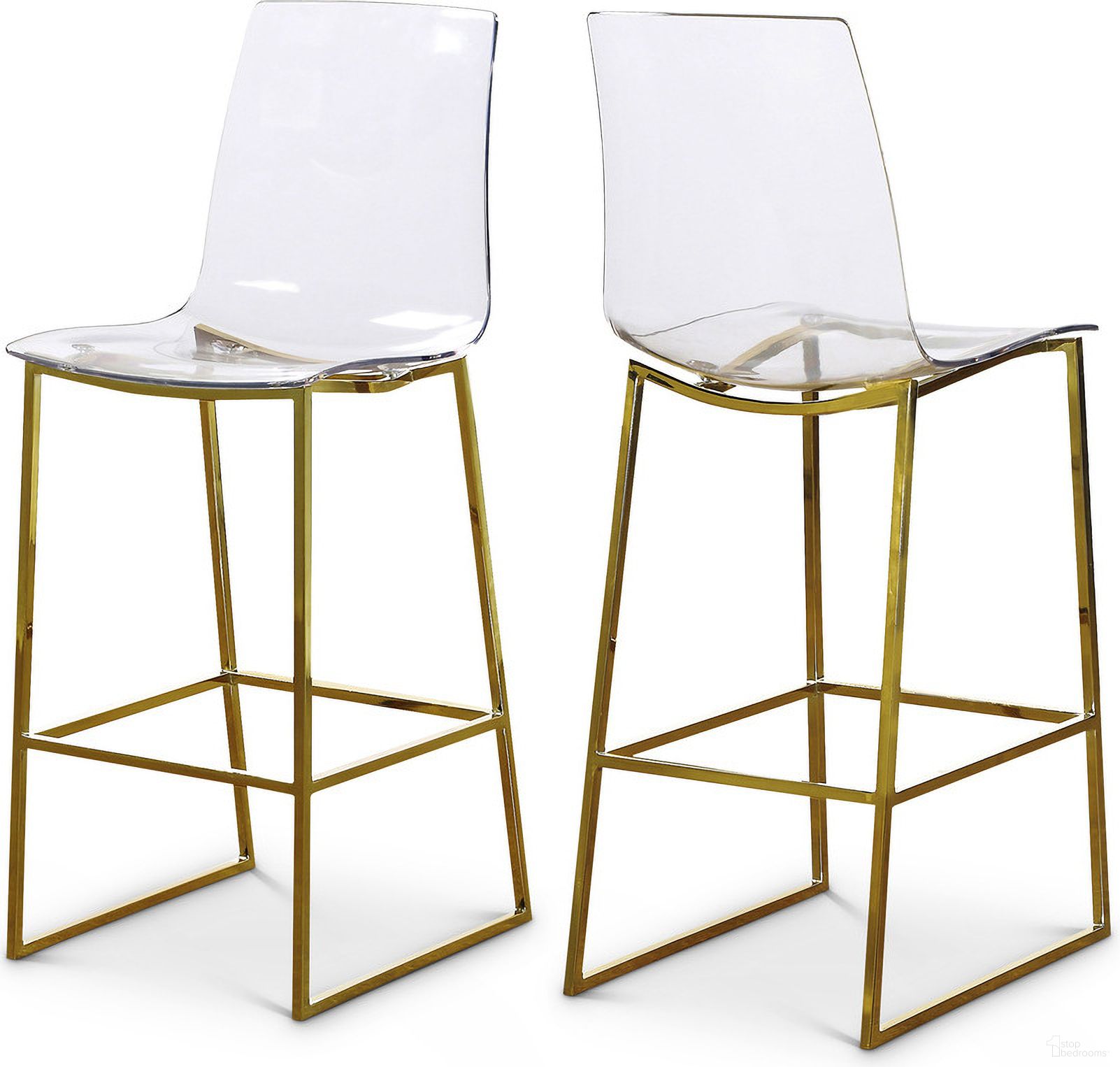 The appearance of Lumen Polycarbonate Stool In Gold and Lucite designed by Meridian in the modern / contemporary interior design. This gold and lucite piece of furniture  was selected by 1StopBedrooms from Lumen Collection to add a touch of cosiness and style into your home. Sku: 719. Material: Lucite Polycarbonate.