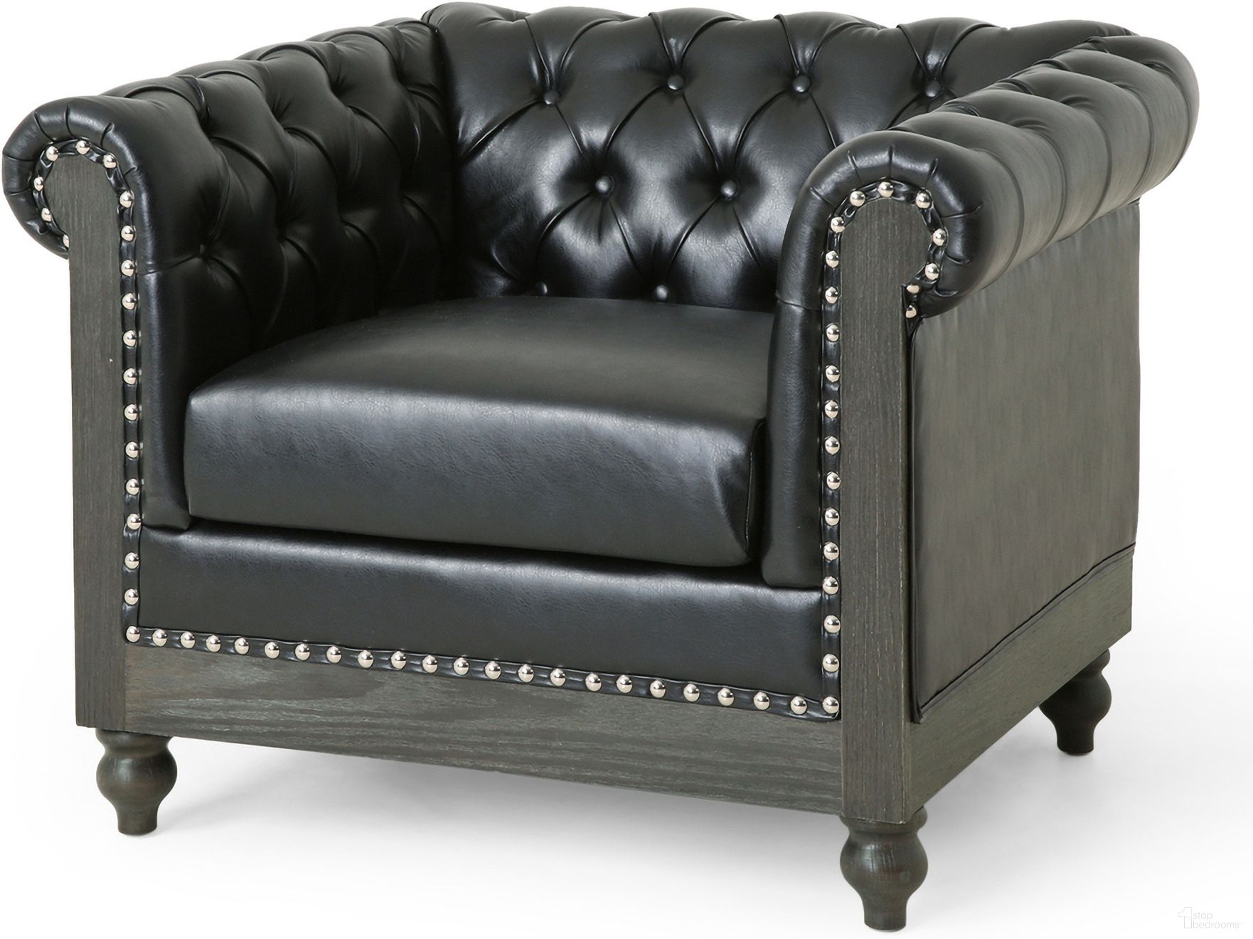 The appearance of Luminex Tufted Upholstered Club Chair with Nailhead Accents and Scrolled Tuxedo Arms In Black designed by Noble House in the traditional interior design. This black piece of furniture was selected by 1StopBedrooms from Luminex Collection to add a touch of cosiness and style into your home. Sku: 72069.00MDNT. Material: PU.