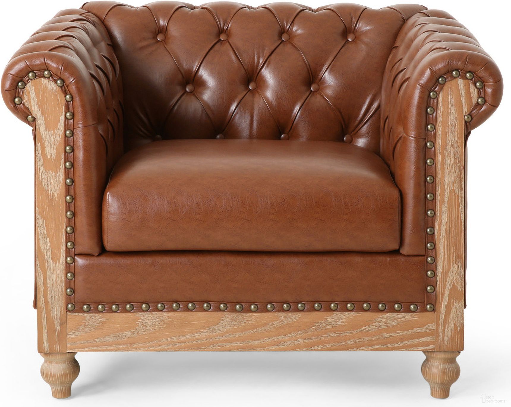 The appearance of Luminex Tufted Upholstered Club Chair with Nailhead Accents and Scrolled Tuxedo Arms In Light Brown designed by Noble House in the traditional interior design. This light brown piece of furniture was selected by 1StopBedrooms from Luminex Collection to add a touch of cosiness and style into your home. Sku: 72069.00COGN. Material: PU.