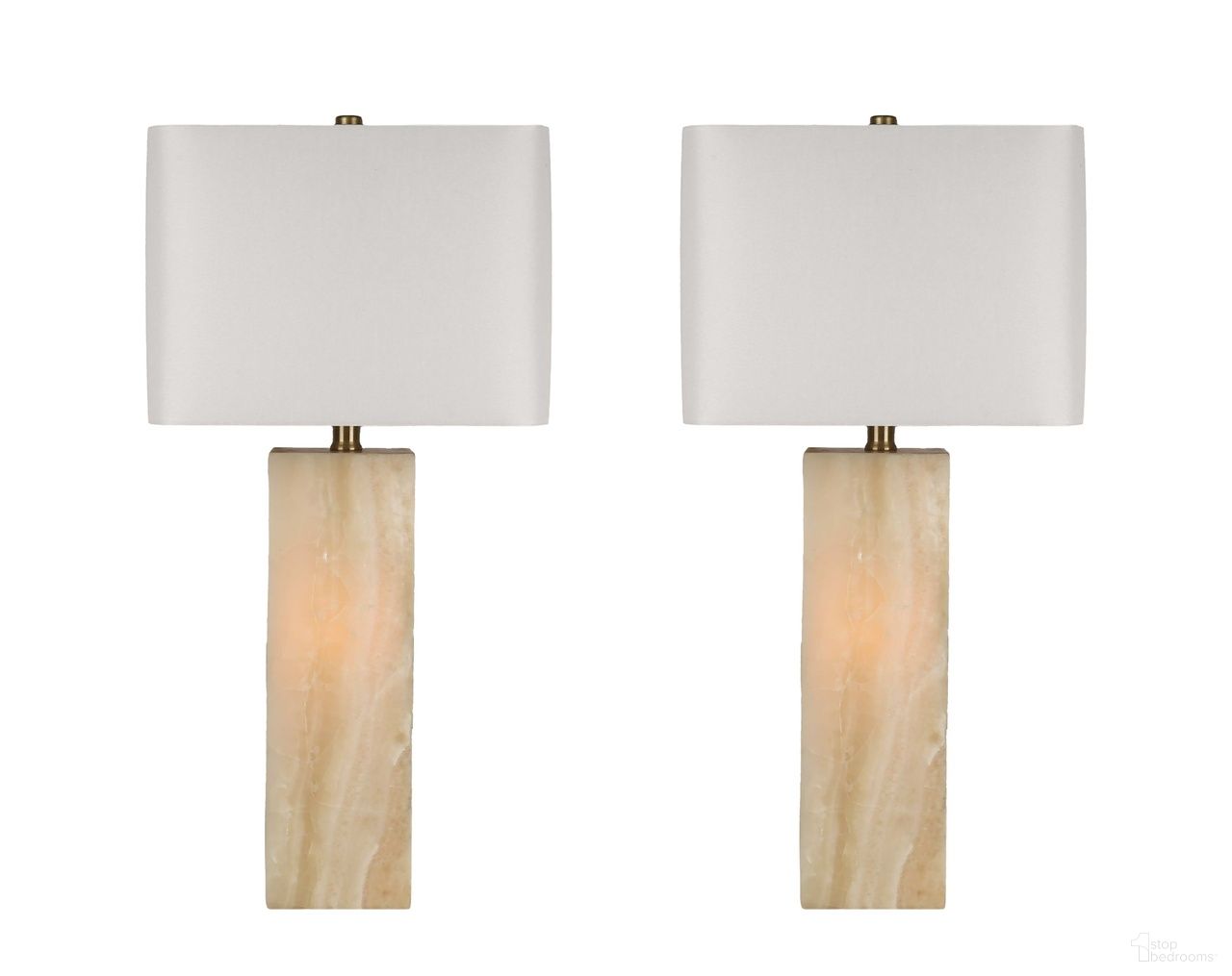 Luminous Alabaster Table Lamp with Night Light Set of 2 In Soft Gold