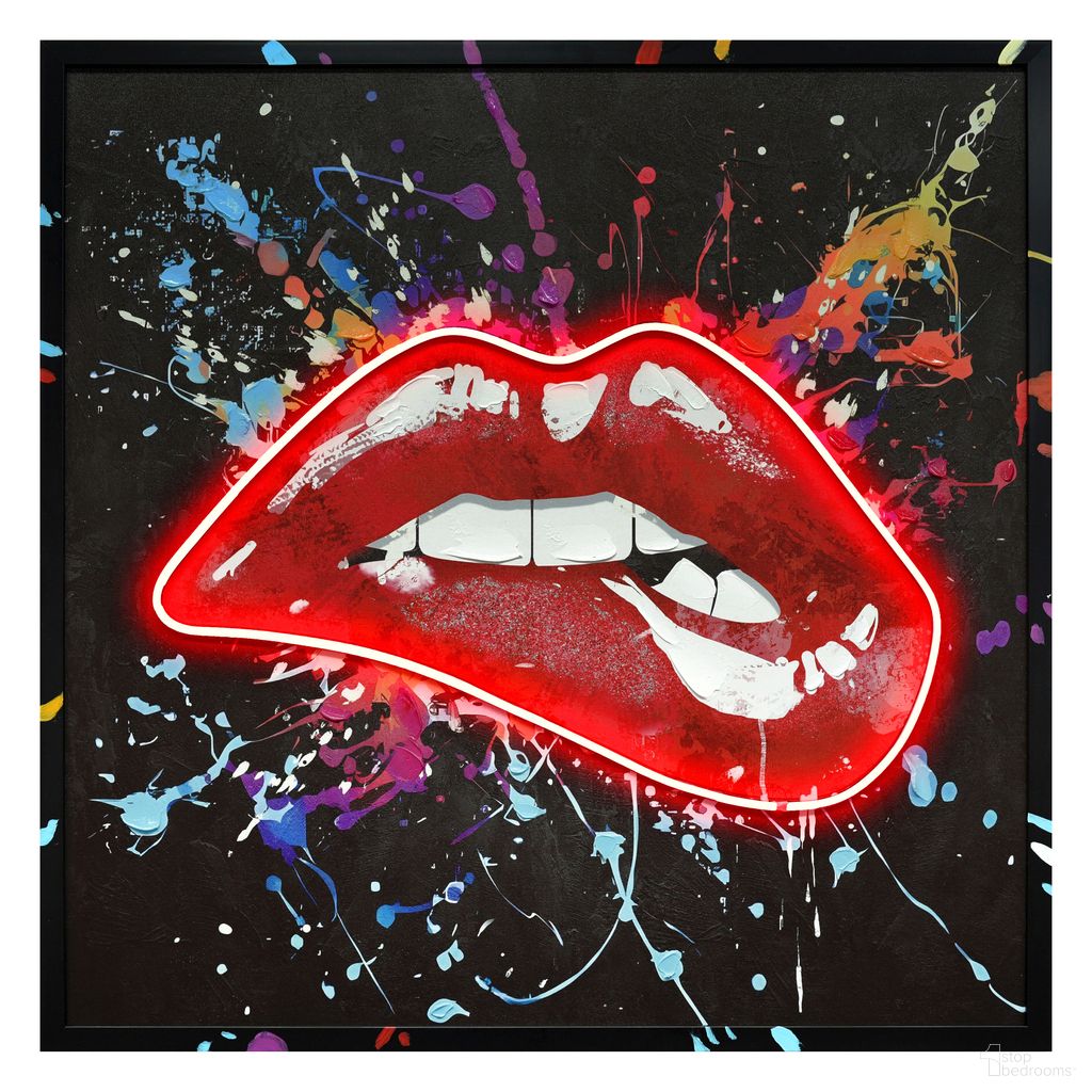 Luminous Neon Glow Lips Wall Art Canvas Neon Wall Art In Multi