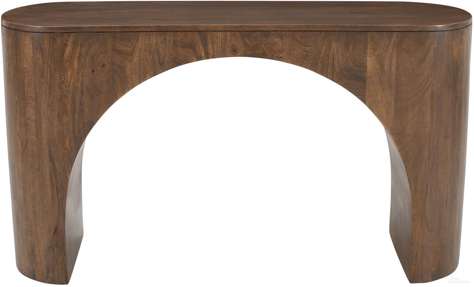 The appearance of Luna Architectural Pedestal Curved Console Sofa Table In Dark Brown designed by Jofran in the transitional interior design. This dark brown piece of furniture was selected by 1StopBedrooms from Luna Collection to add a touch of cosiness and style into your home. Sku: 2540-4. Material: Mango.