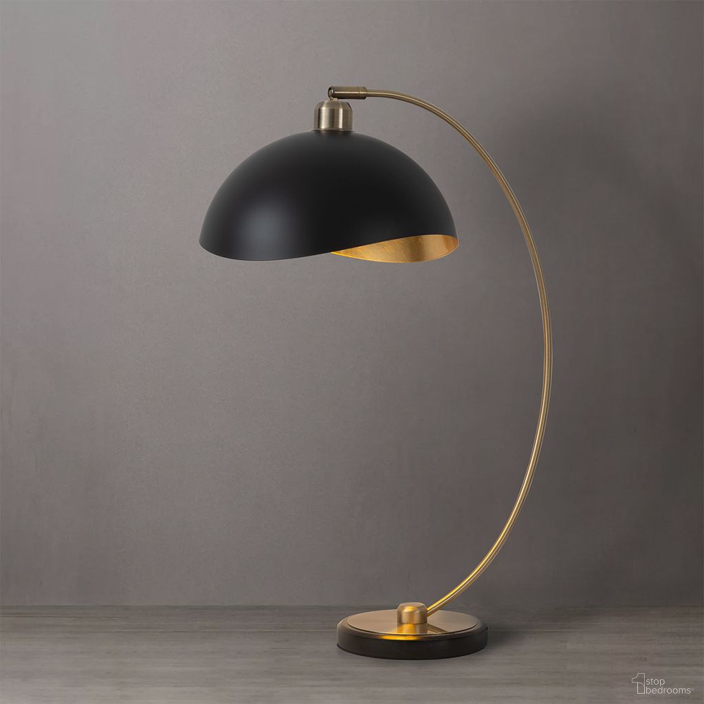 The appearance of Luna Bella Gold-Leaf Shade 28 Inch Table Lamp In Weathered Brass and Matte Black designed by Nova Of California in the transitional interior design. This weathered brass piece of furniture  was selected by 1StopBedrooms from Luna Bella Collection to add a touch of cosiness and style into your home. Sku: 1011017WB. Material: Steel.