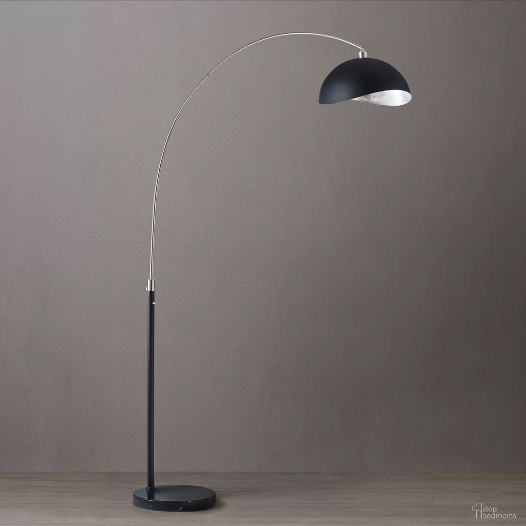 The appearance of Luna Bella Silver Leaf Shade 92 Inch Arc Floor Lamp In Antique Nickel and Matte Black designed by Nova Of California in the transitional interior design. This antique nickel piece of furniture was selected by 1StopBedrooms from Luna Bella Collection to add a touch of cosiness and style into your home. Sku: 2111109. Material: Steel.
