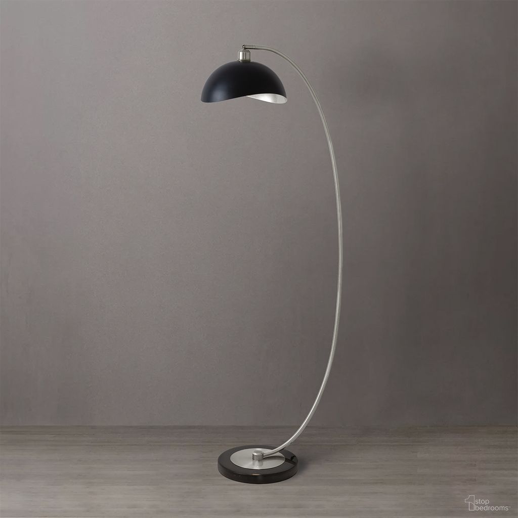 The appearance of Luna Bella Silver-Leaf Shade Chairside Arc Floor Lamp In Matte Black designed by Nova Of California in the transitional interior design. This matte black piece of furniture was selected by 1StopBedrooms from Luna Bella Collection to add a touch of cosiness and style into your home. Sku: 2110744AN. Material: Steel.