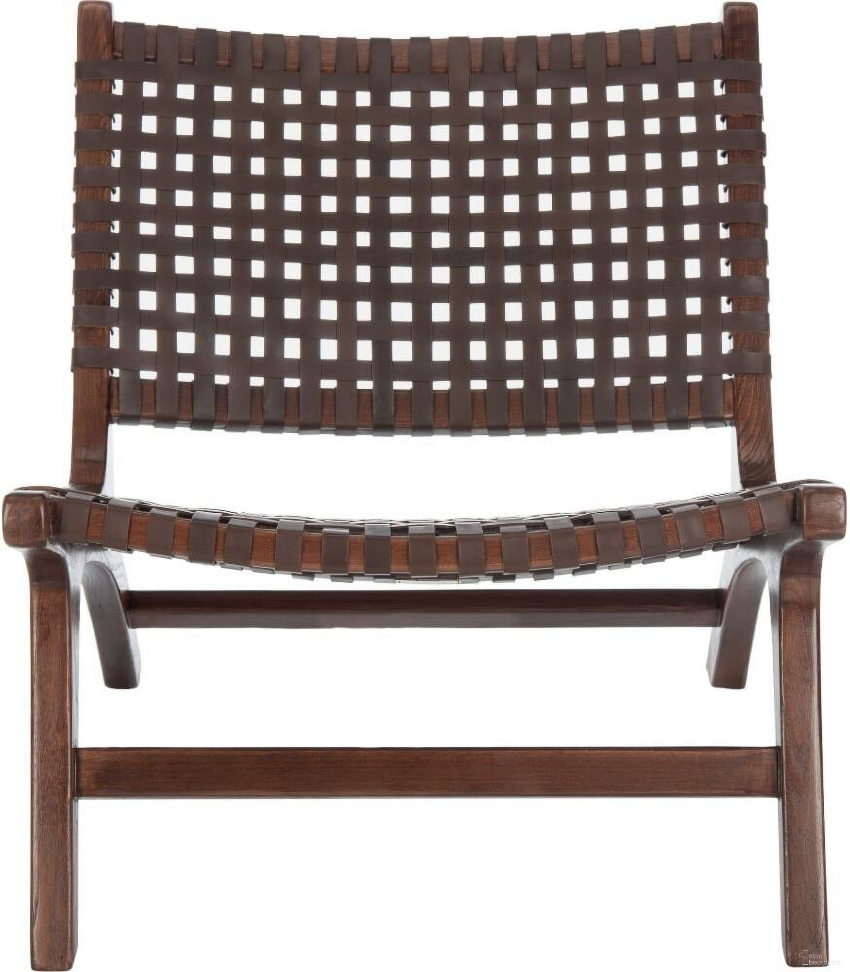 Luna Brown Leather Woven Accent Chair