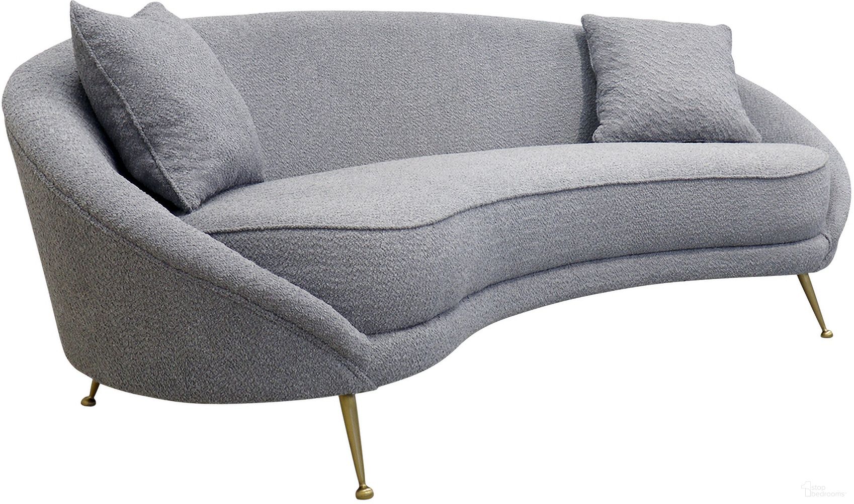 The appearance of Luna Collection Textured Fabric Curved Sofa In Grey and Gold designed by Pasargad Home in the modern / contemporary interior design. This grey and gold piece of furniture  was selected by 1StopBedrooms from Vicenza Collection to add a touch of cosiness and style into your home. Sku: SOFA-DS0440G. Material: Poly.