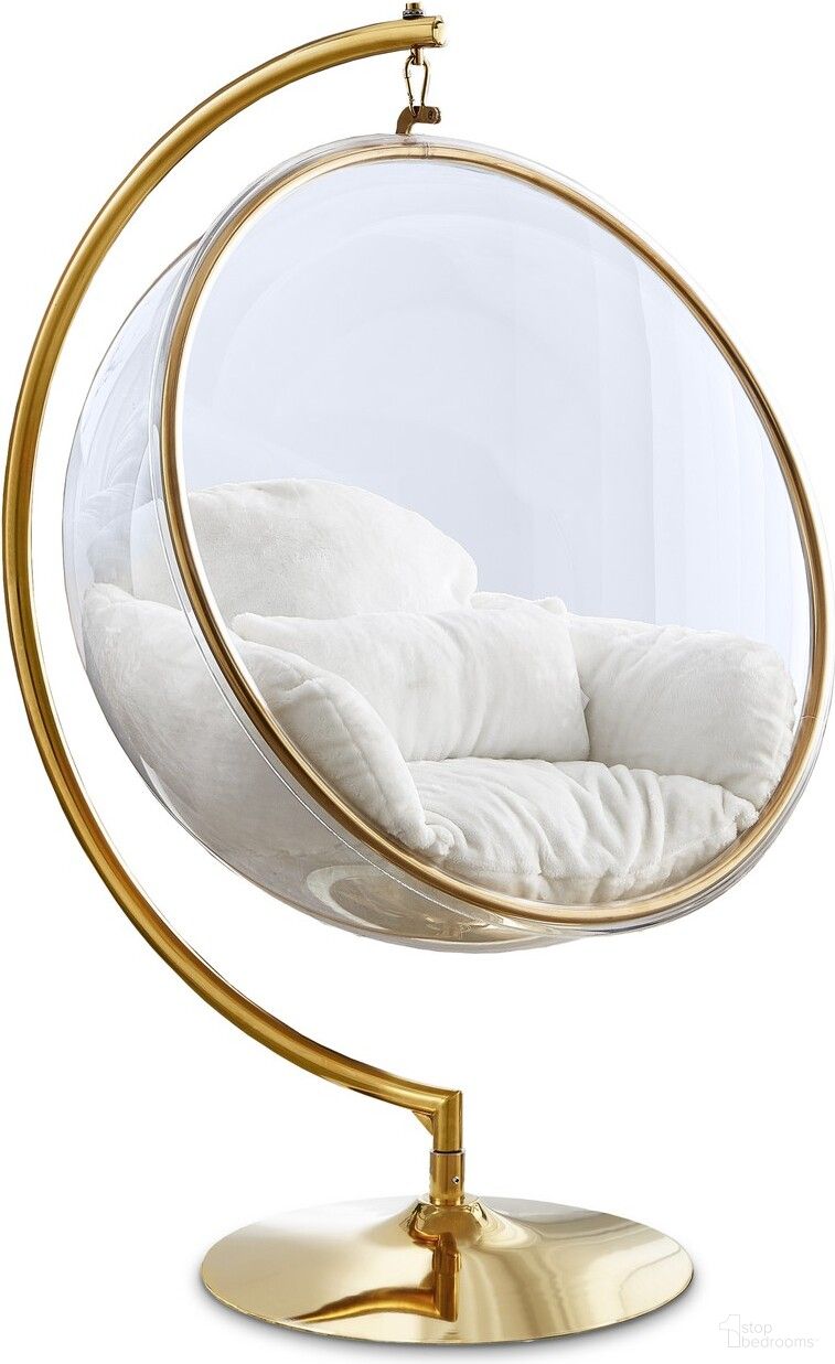 Luna Faux Fur Acrylic Swing Accent Chair In White