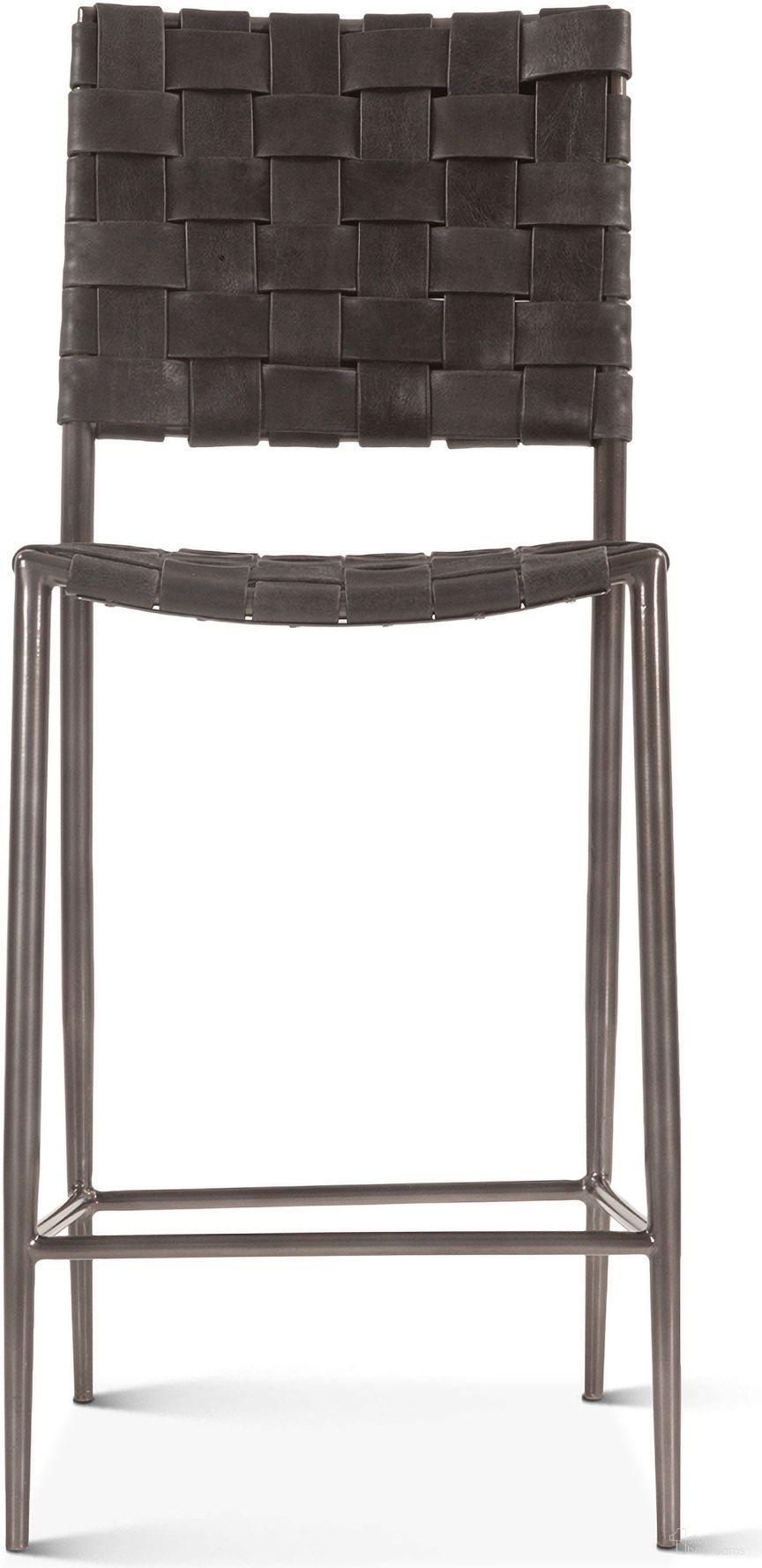 Lund 17 Inch Buffalo Leather and Iron Counter Chair In Black