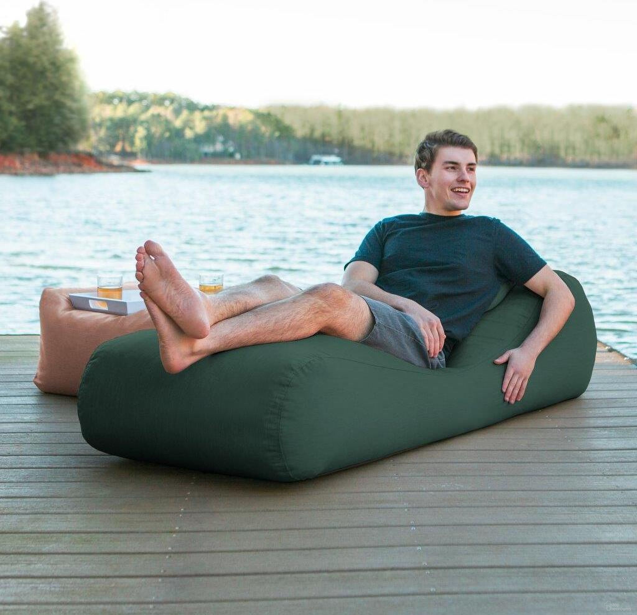 Lunsford Outdoor Bean Bag Sun Lounger With Sunbrella Cover In Breeze by