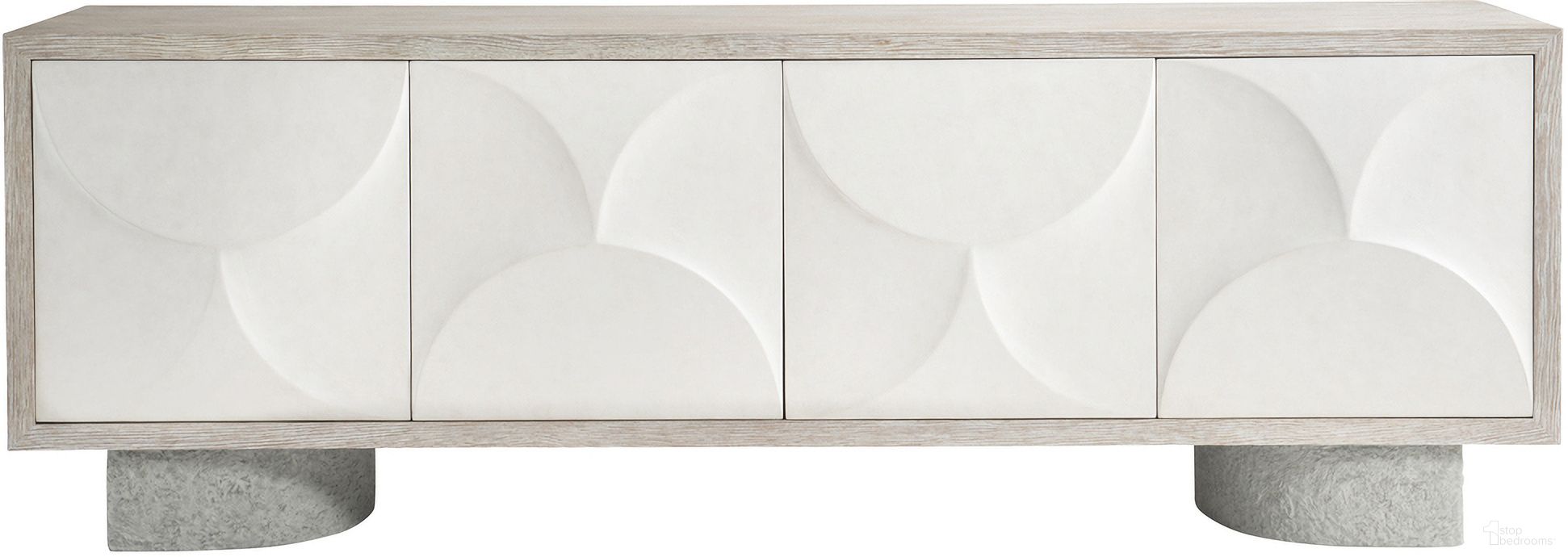 The appearance of Lunula Entertainment Credenza designed by Bernhardt in the modern / contemporary interior design. This flaxen/vellum/sand grey piece of furniture  was selected by 1StopBedrooms from Lunula Collection to add a touch of cosiness and style into your home. Sku: 309880. Material: Wood.