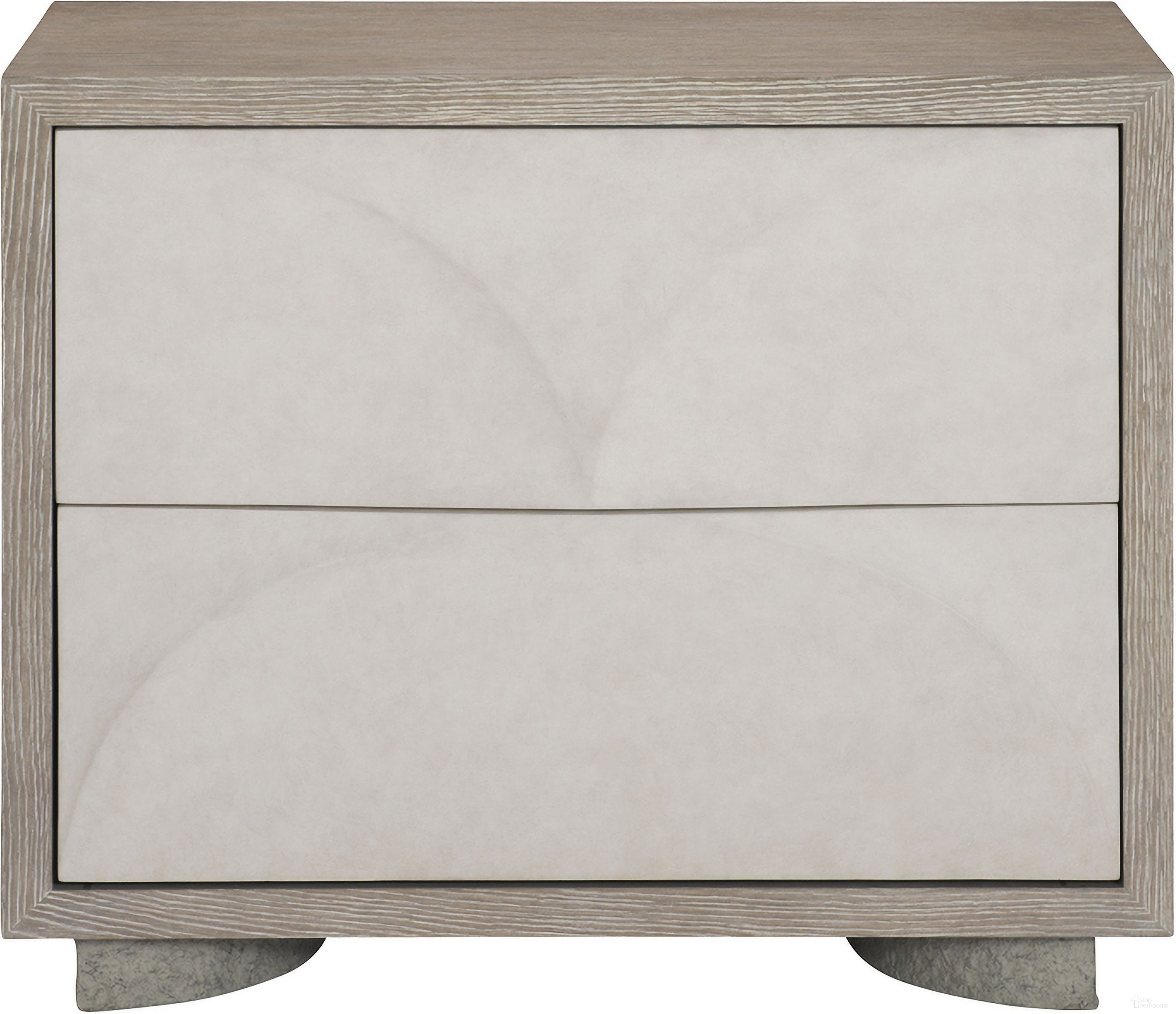 The appearance of Lunula Nightstand designed by Bernhardt in the modern / contemporary interior design. This flaxen/vellum/sand grey piece of furniture  was selected by 1StopBedrooms from Lunula Collection to add a touch of cosiness and style into your home. Sku: 309230. Material: Concrete.