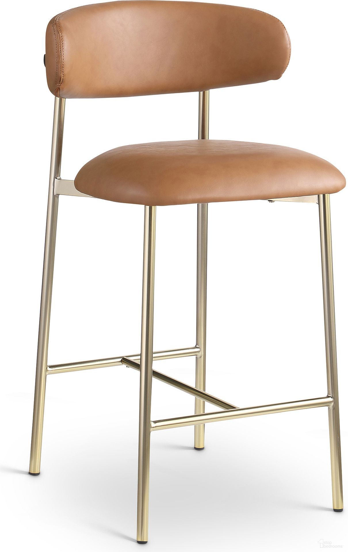 The appearance of Lupita Vegan Leather Counter Stool Set of 2 In Cognac and Brushed Gold designed by Meridian in the modern / contemporary interior design. This cognac piece of furniture was selected by 1StopBedrooms from Lupita Collection to add a touch of cosiness and style into your home. Sku: 995Cognac-C. Material: Vegan Leather.