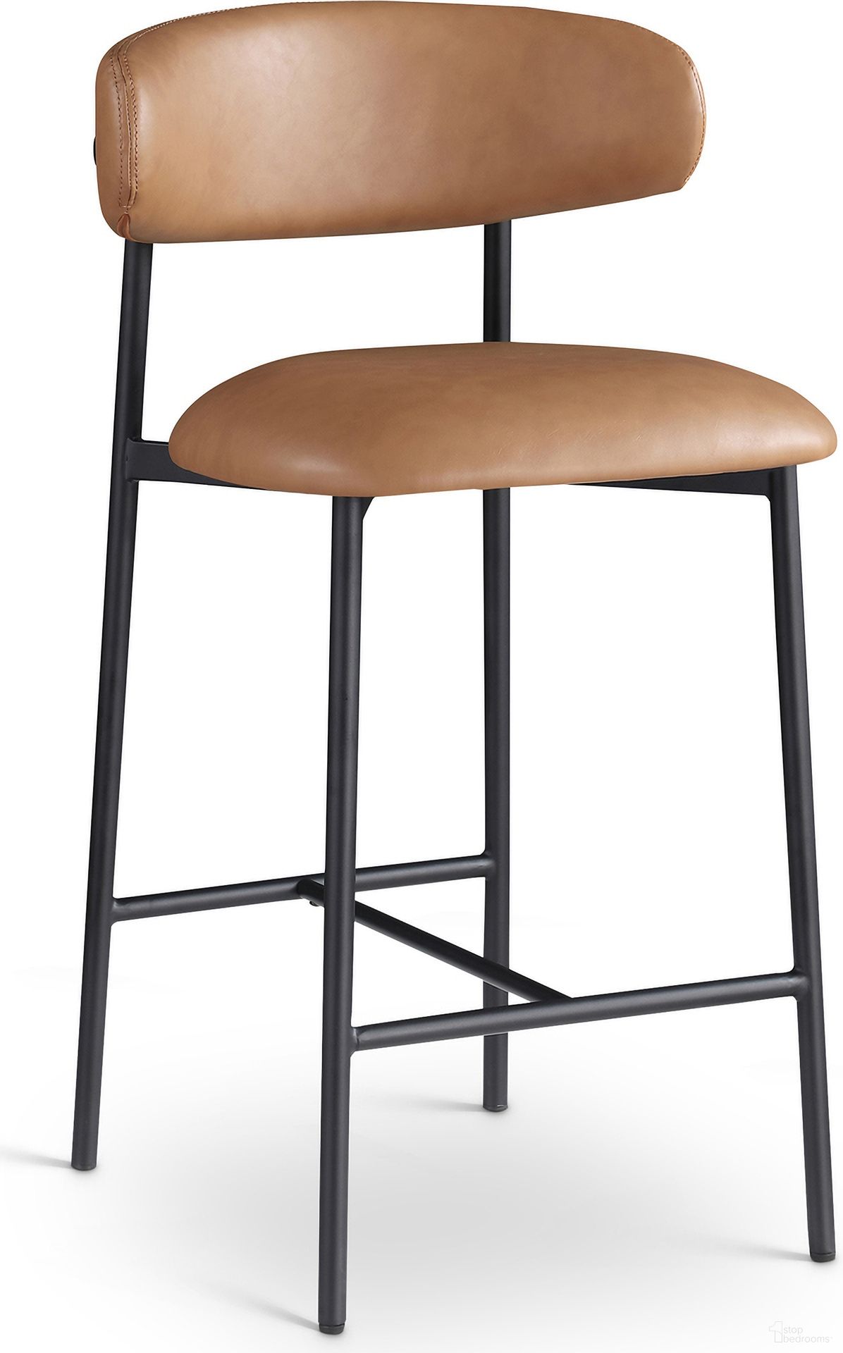 The appearance of Lupita Vegan Leather Counter Stool Set of 2 In Cognac and Matte Black designed by Meridian in the modern / contemporary interior design. This cognac piece of furniture  was selected by 1StopBedrooms from Lupita Collection to add a touch of cosiness and style into your home. Sku: 996Cognac-C. Material: Vegan Leather.