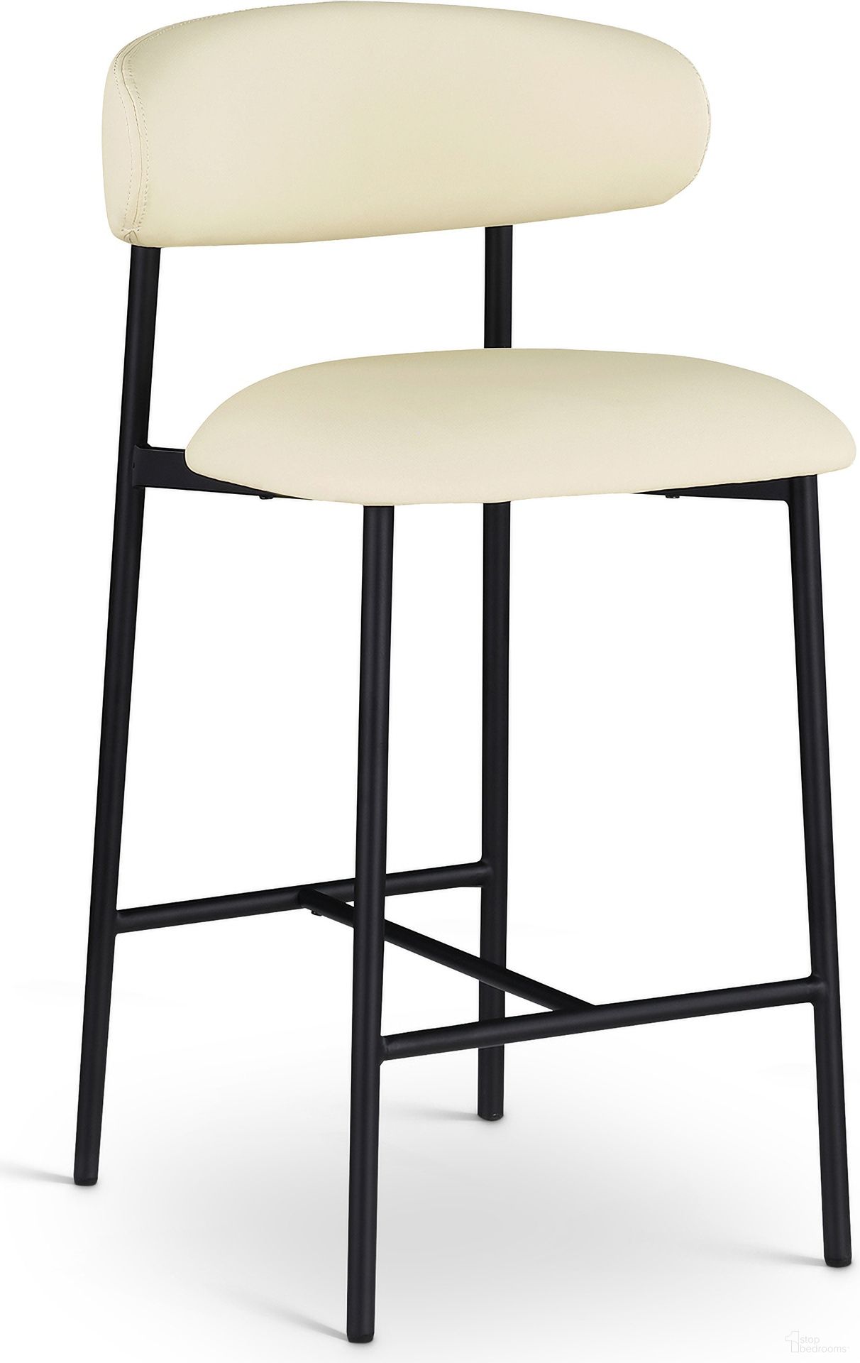The appearance of Lupita Vegan Leather Counter Stool Set of 2 In Cream and Matte Black designed by Meridian in the modern / contemporary interior design. This cream and matte black piece of furniture was selected by 1StopBedrooms from Lupita Collection to add a touch of cosiness and style into your home. Sku: 996Cream-C. Material: Vegan Leather.