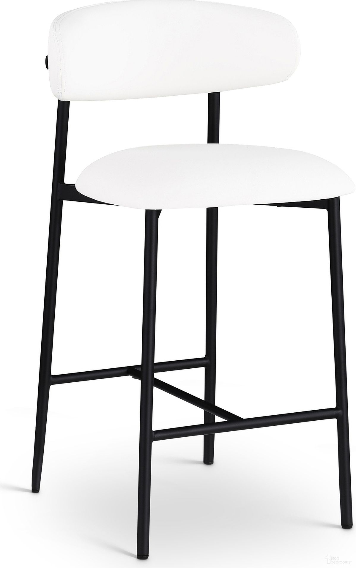 Lupita Vegan Leather Counter Stool Set of 2 In White and Matte Black