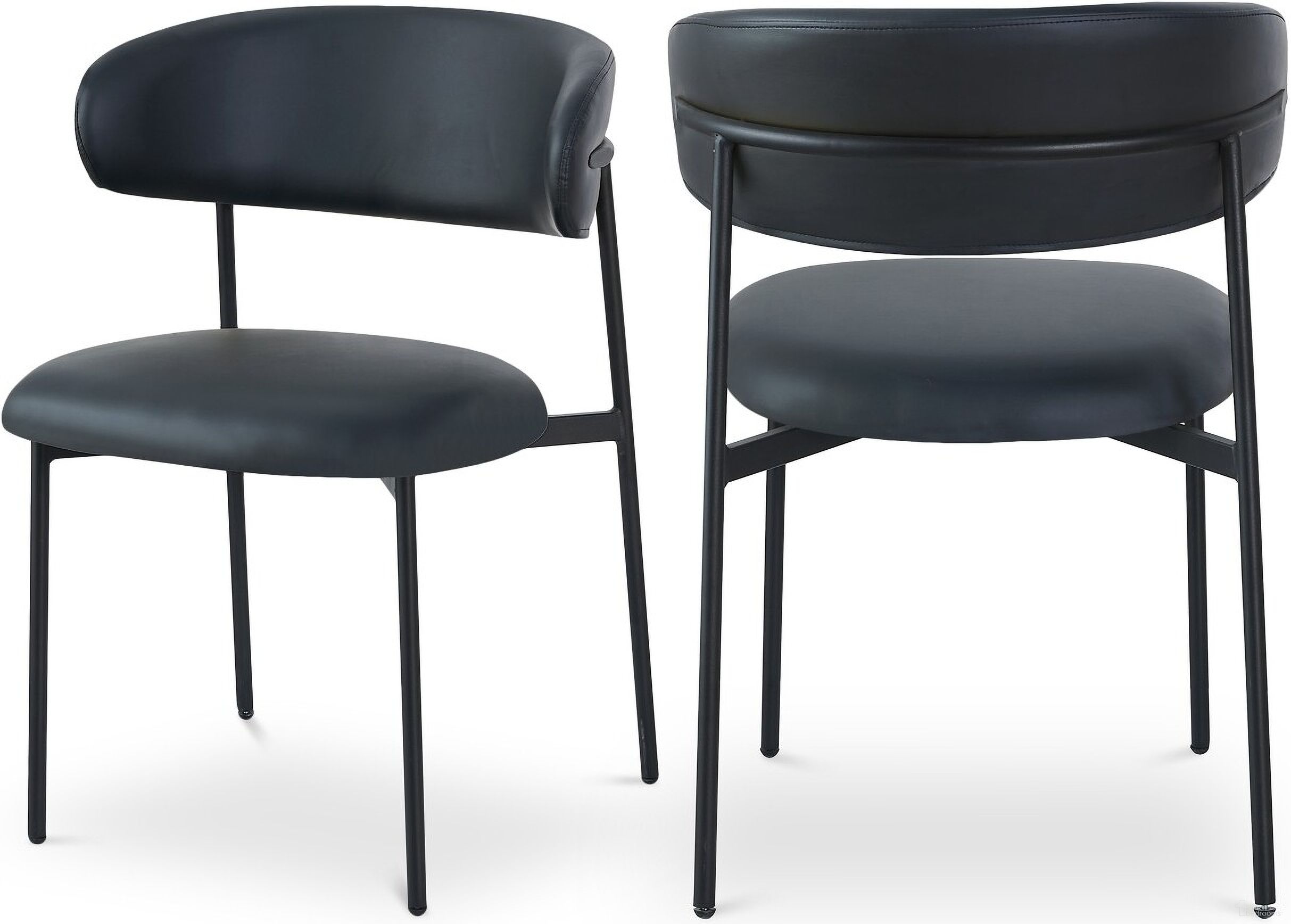 The appearance of Lupita Vegan Leather Dining Chair Set of 2 In Black/Matte Black designed by Meridian in the modern / contemporary interior design. This black piece of furniture was selected by 1StopBedrooms from Lupita Collection to add a touch of cosiness and style into your home. Sku: 760Black-C. Material: Iron. Chair Type: Side Chair.