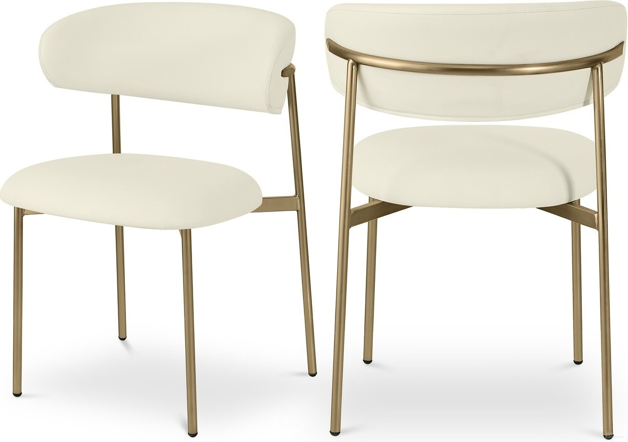 The appearance of Lupita Vegan Leather Dining Chair Set of 2 In Cream/Brushed Gold designed by Meridian in the modern / contemporary interior design. This cream piece of furniture was selected by 1StopBedrooms from Lupita Collection to add a touch of cosiness and style into your home. Sku: 759Cream-C. Material: Iron. Chair Type: Side Chair.