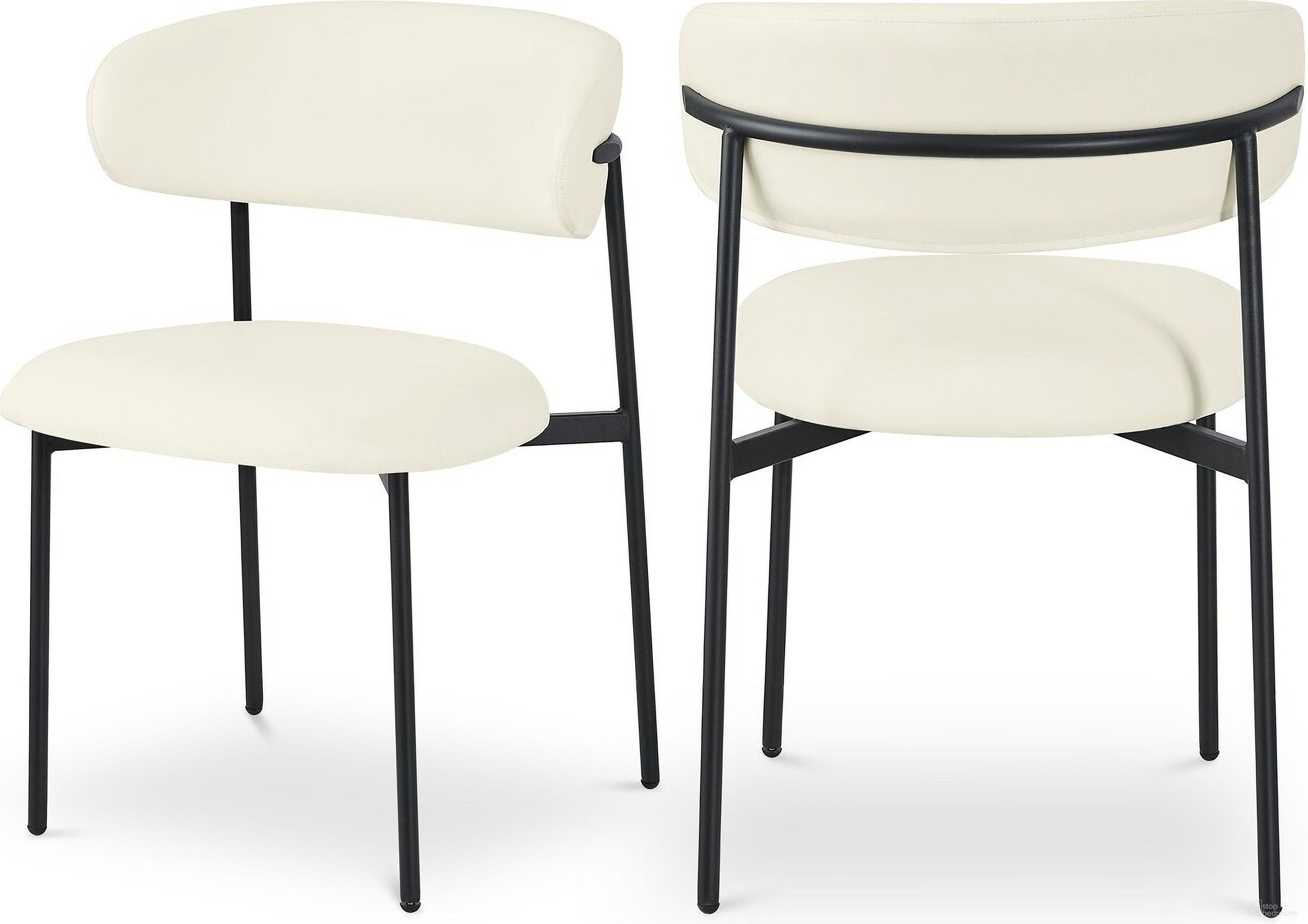 The appearance of Lupita Vegan Leather Dining Chair Set of 2 In Cream/Matte Black designed by Meridian in the modern / contemporary interior design. This cream piece of furniture was selected by 1StopBedrooms from Lupita Collection to add a touch of cosiness and style into your home. Sku: 760Cream-C. Material: Iron. Chair Type: Side Chair.