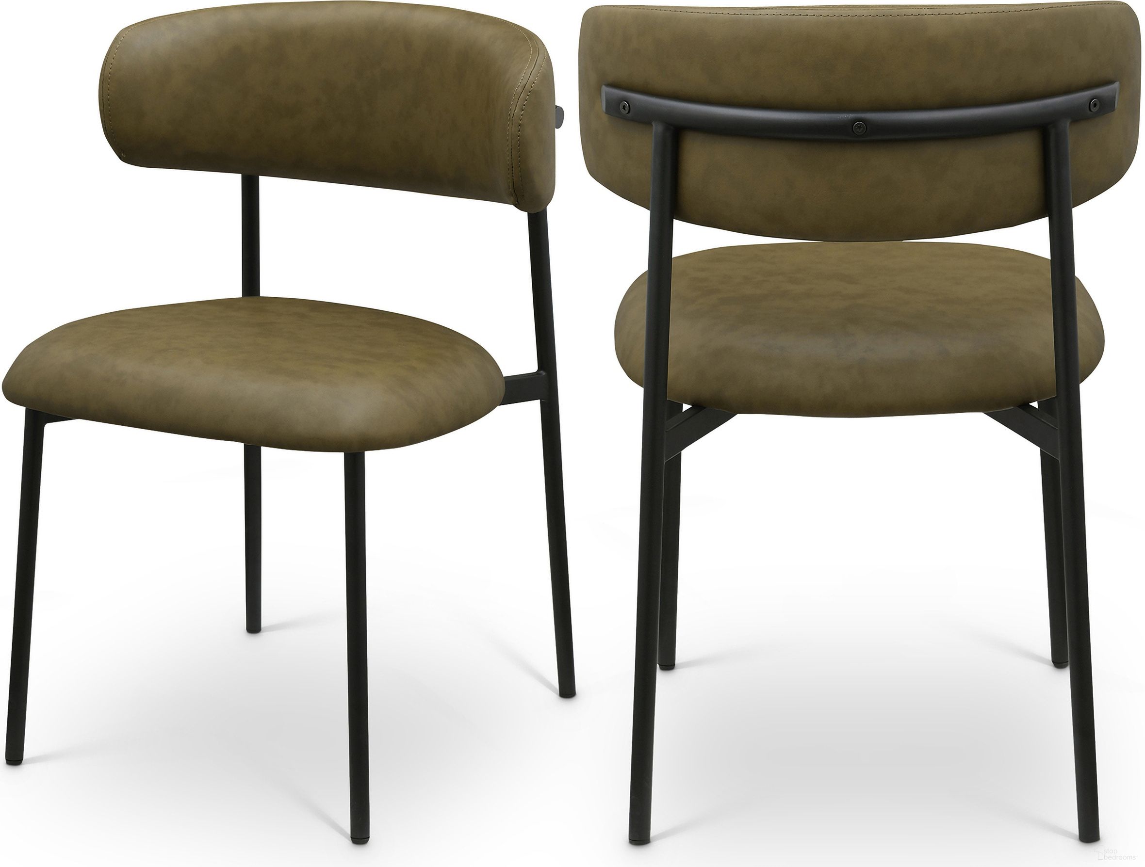 The appearance of Lupita Vegan Leather Dining Chair Set of 2 In Olive designed by Meridian in the modern / contemporary interior design. This olive piece of furniture was selected by 1StopBedrooms from Lupita Collection to add a touch of cosiness and style into your home. Sku: 760Olive-C. Material: Vegan Leather. Chair Type: Side Chair.