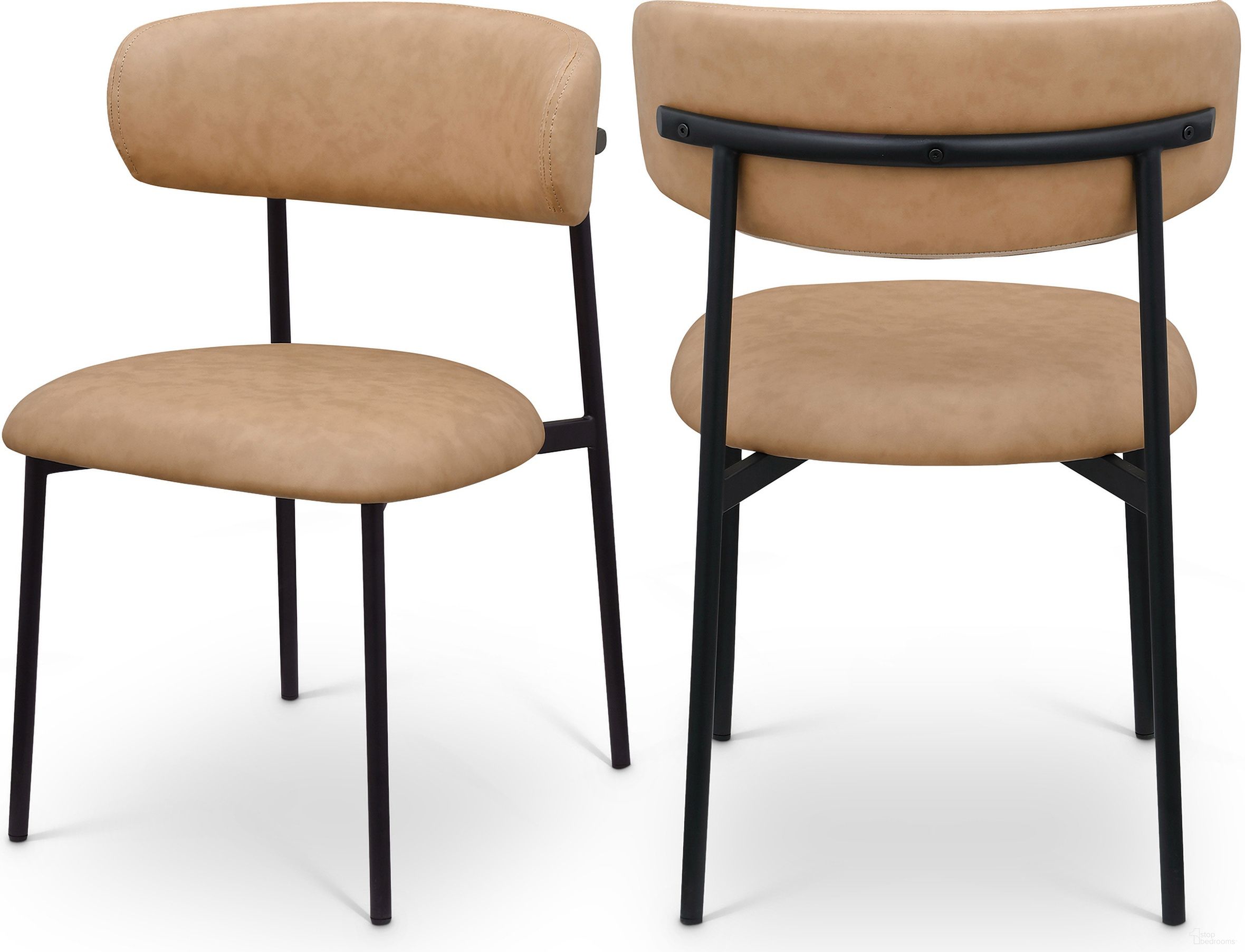 The appearance of Lupita Vegan Leather Dining Chair Set of 2 In Tan designed by Meridian in the modern / contemporary interior design. This tan piece of furniture was selected by 1StopBedrooms from Lupita Collection to add a touch of cosiness and style into your home. Sku: 760Tan-C. Material: Vegan Leather. Chair Type: Side Chair.