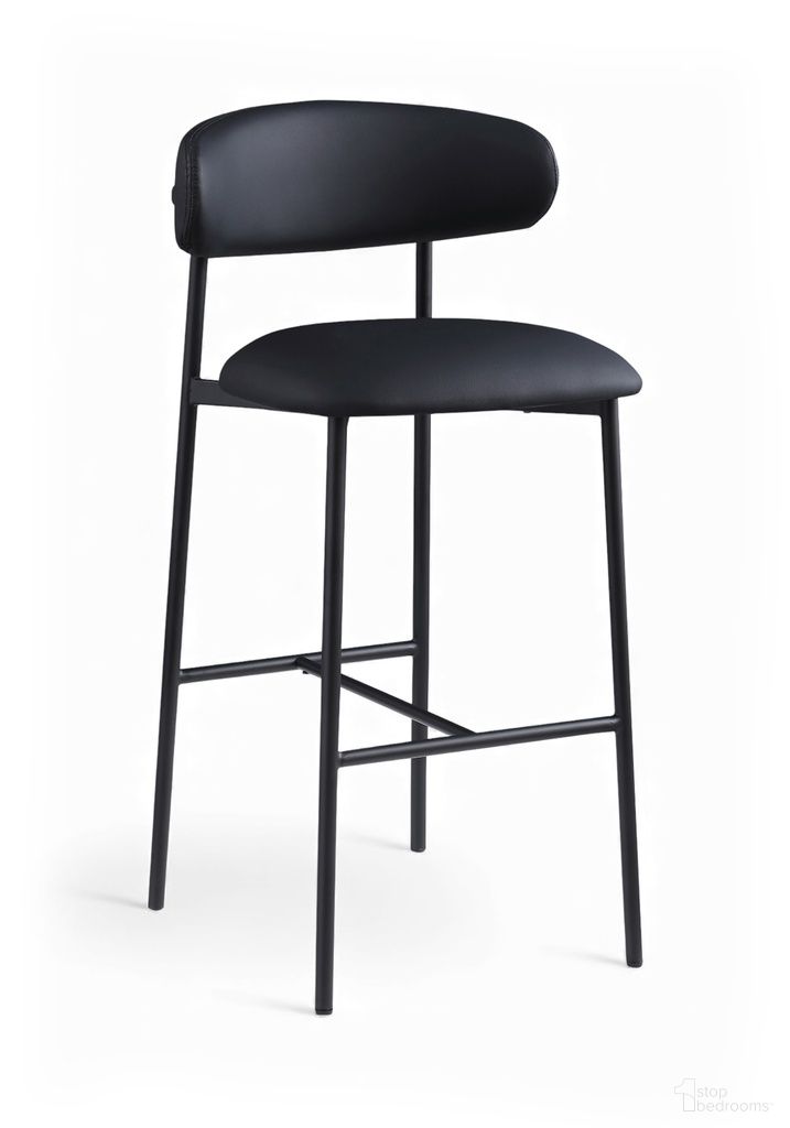 The appearance of Lupita Vegan Leather Upholstered Bar Stool Set of 2 In Black designed by Meridian in the modern / contemporary interior design. This black piece of furniture was selected by 1StopBedrooms from Lupita Collection to add a touch of cosiness and style into your home. Sku: 834Black-C. Material: Foam.