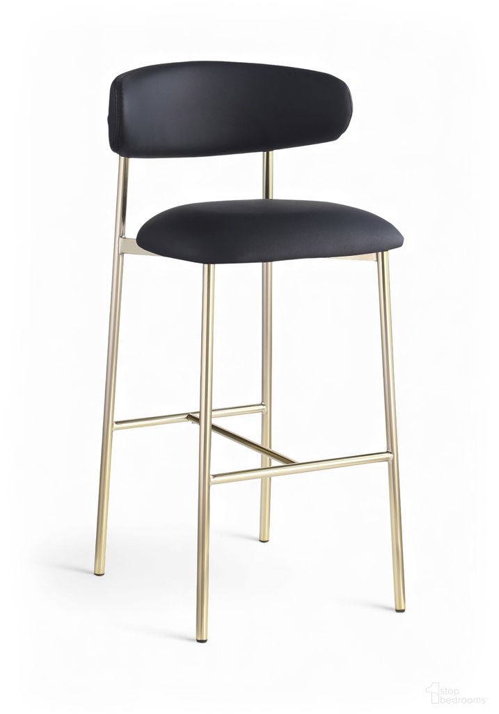The appearance of Lupita Vegan Leather Upholstered Bar Stool Set of 2 In Black designed by Meridian in the modern / contemporary interior design. This black piece of furniture  was selected by 1StopBedrooms from Lupita Collection to add a touch of cosiness and style into your home. Sku: 833Black-C. Material: Foam.