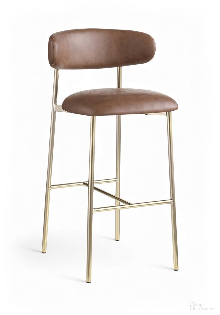 The appearance of Lupita Vegan Leather Upholstered Bar Stool Set of 2 In Brown designed by Meridian in the modern / contemporary interior design. This brown piece of furniture was selected by 1StopBedrooms from Lupita Collection to add a touch of cosiness and style into your home. Sku: 833Brown-C. Material: Foam.