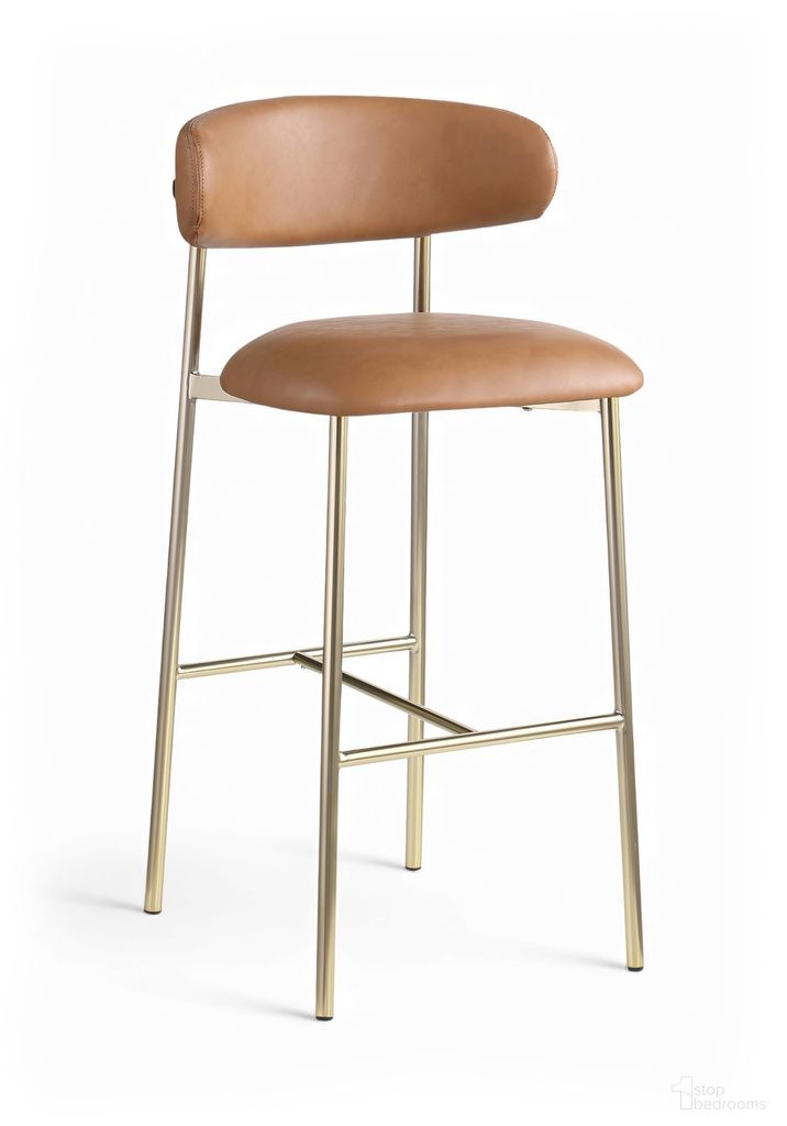 The appearance of Lupita Vegan Leather Upholstered Bar Stool Set of 2 In Cognac designed by Meridian in the modern / contemporary interior design. This cognac piece of furniture was selected by 1StopBedrooms from Lupita Collection to add a touch of cosiness and style into your home. Sku: 833Cognac-C. Material: Foam.