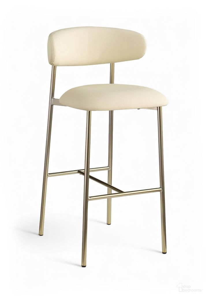 The appearance of Lupita Vegan Leather Upholstered Bar Stool Set of 2 In Cream designed by Meridian in the modern / contemporary interior design. This cream piece of furniture was selected by 1StopBedrooms from Lupita Collection to add a touch of cosiness and style into your home. Sku: 833Cream-C. Material: Foam.