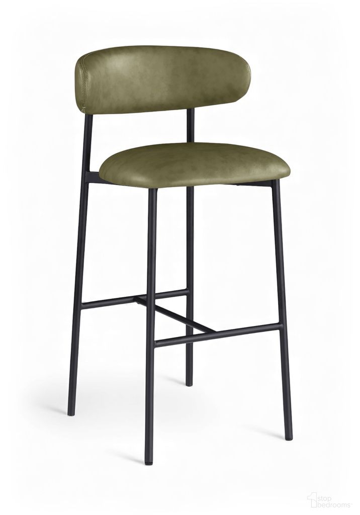 The appearance of Lupita Vegan Leather Upholstered Bar Stool Set of 2 In Olive designed by Meridian in the modern / contemporary interior design. This olive piece of furniture was selected by 1StopBedrooms from Lupita Collection to add a touch of cosiness and style into your home. Sku: 834Olive-C. Material: Foam.