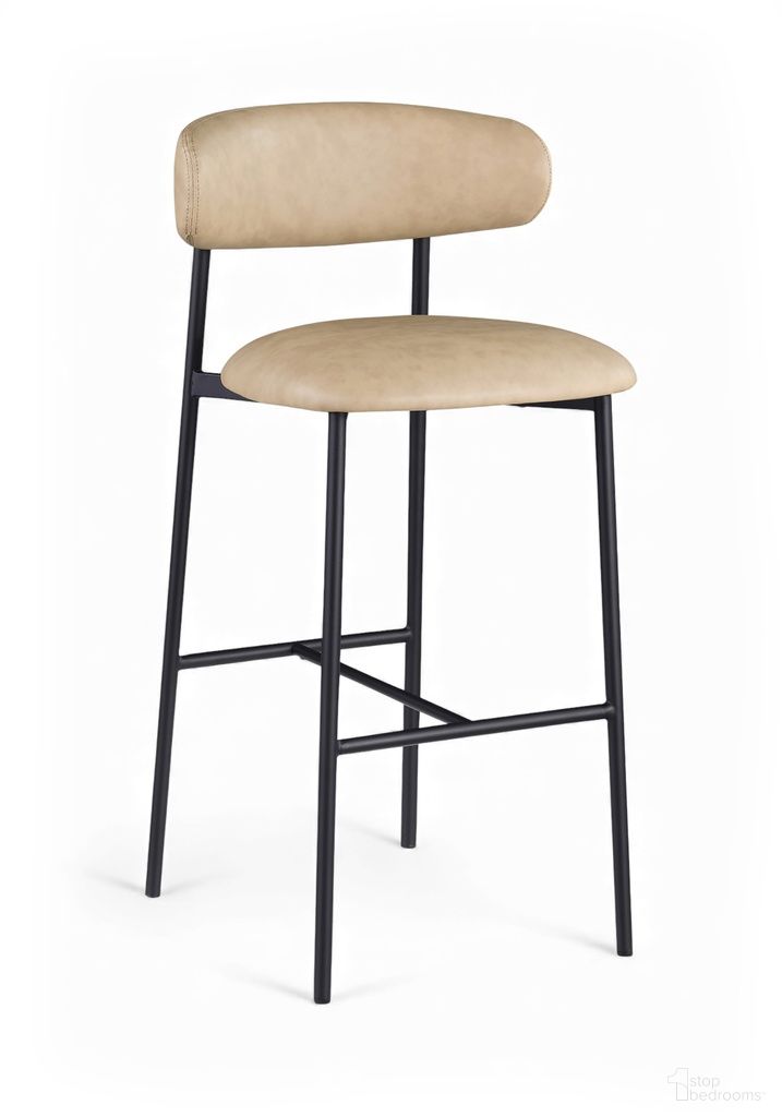 The appearance of Lupita Vegan Leather Upholstered Bar Stool Set of 2 In Tan designed by Meridian in the modern / contemporary interior design. This tan piece of furniture was selected by 1StopBedrooms from Lupita Collection to add a touch of cosiness and style into your home. Sku: 834Tan-C. Material: Foam.