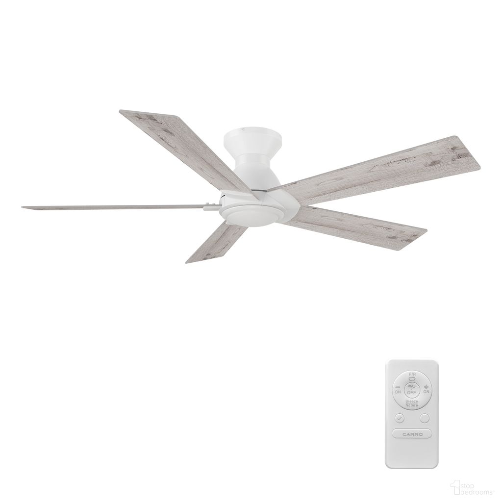 Lurgan 52 Inch 5-Blade Ceiling Fan with Remote In White and Lightwood